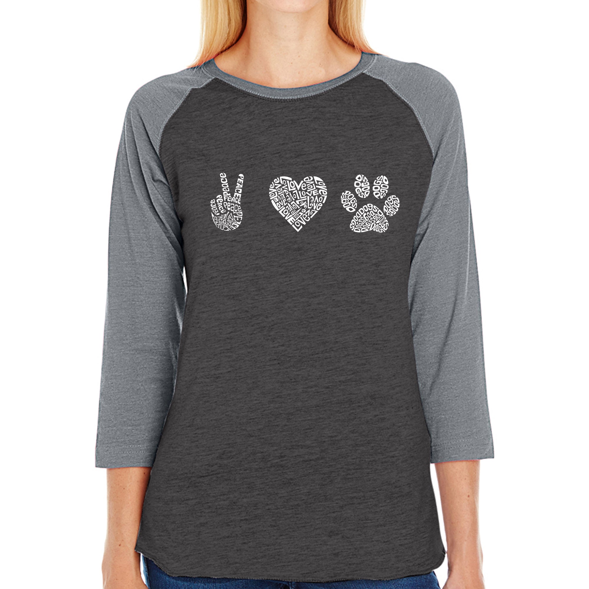 Ultimate Peace Love Dogs - Women's Premium Raglan Word Art Tee