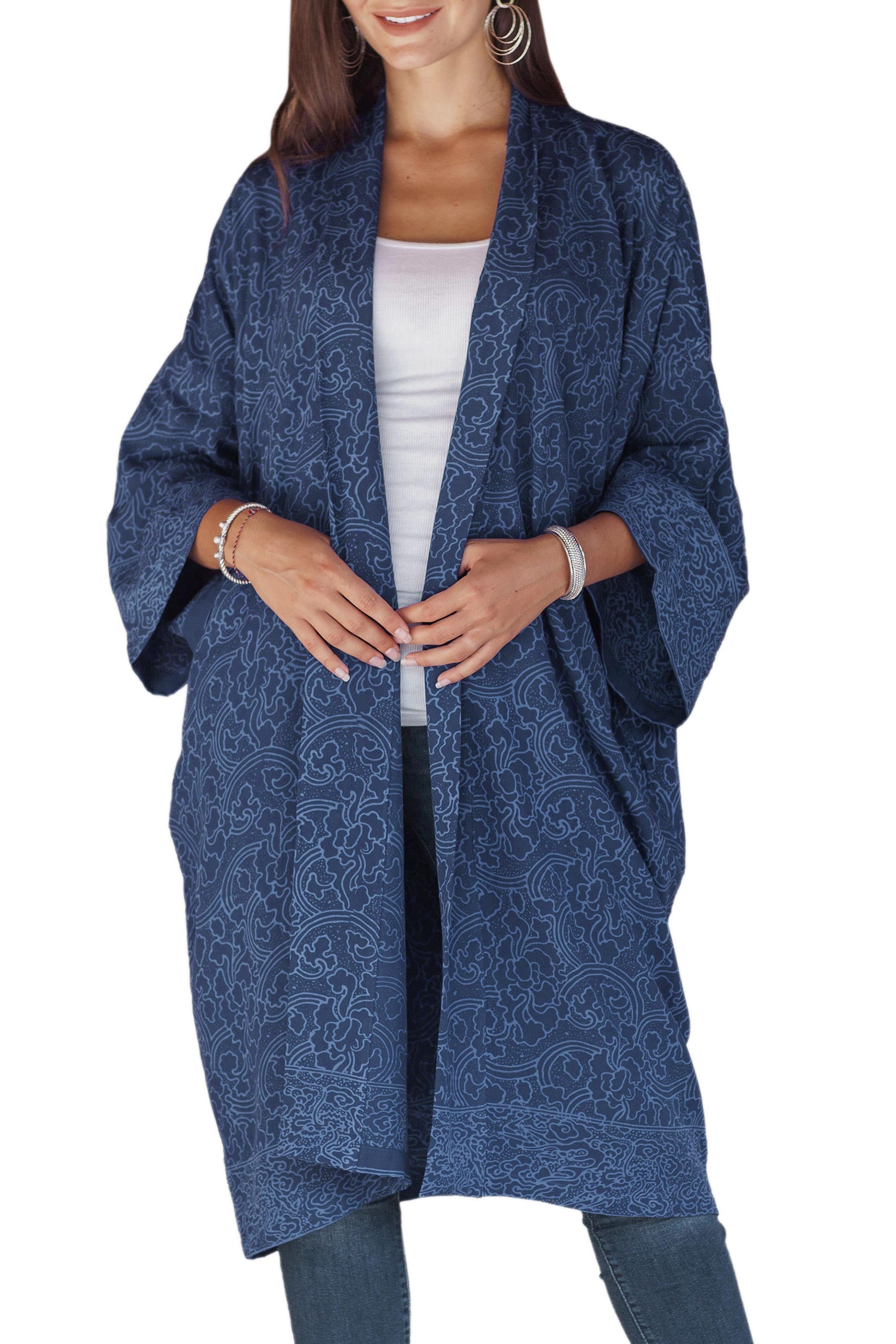 Premium Indigo Garden Batik Robe – Handcrafted in Bali