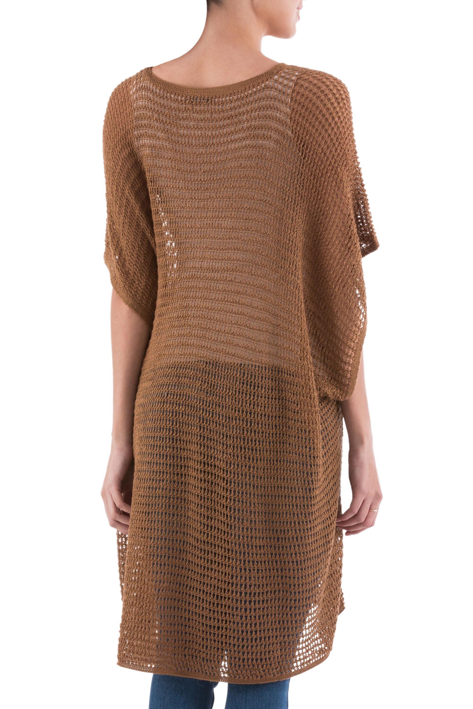 Premium Copper Dreamcatcher Tunic - Soft V-Neck Knit Top