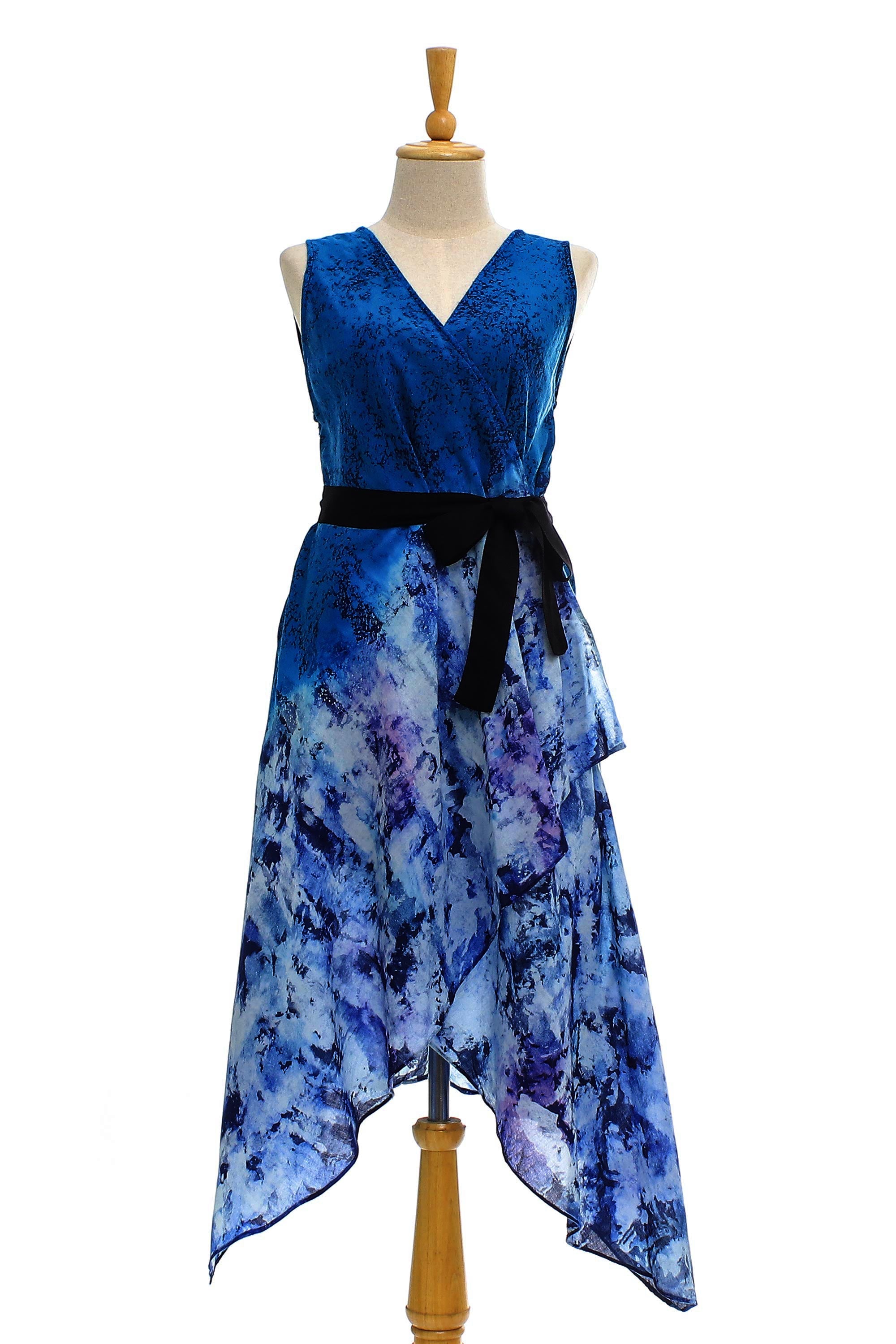 Ultimate Whirlwind Wrap Dress in Peacock Blue - Handkerchief Hem