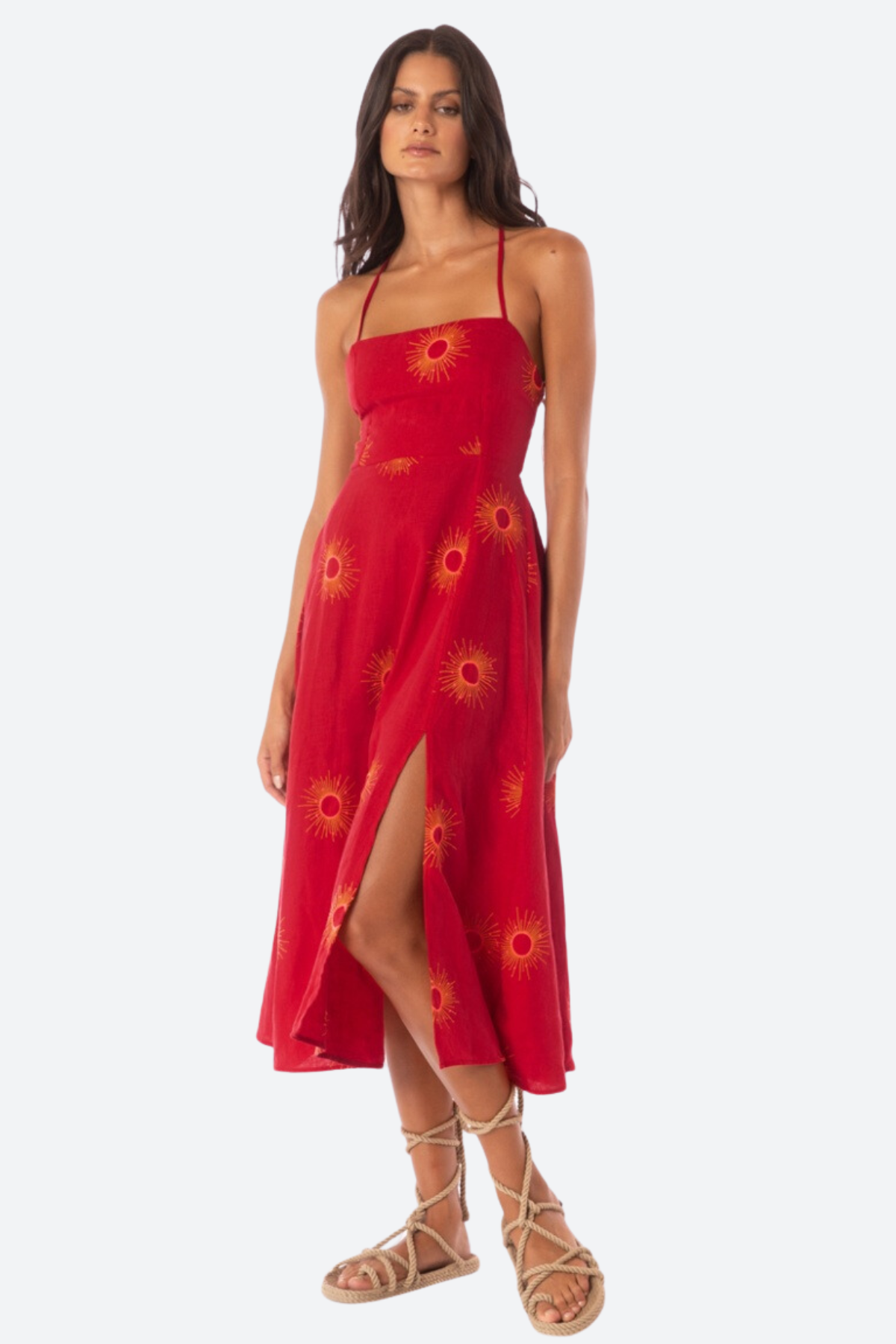 Maaji Eclipse Remi Maxi Dress - Red | Premium Linen Fit