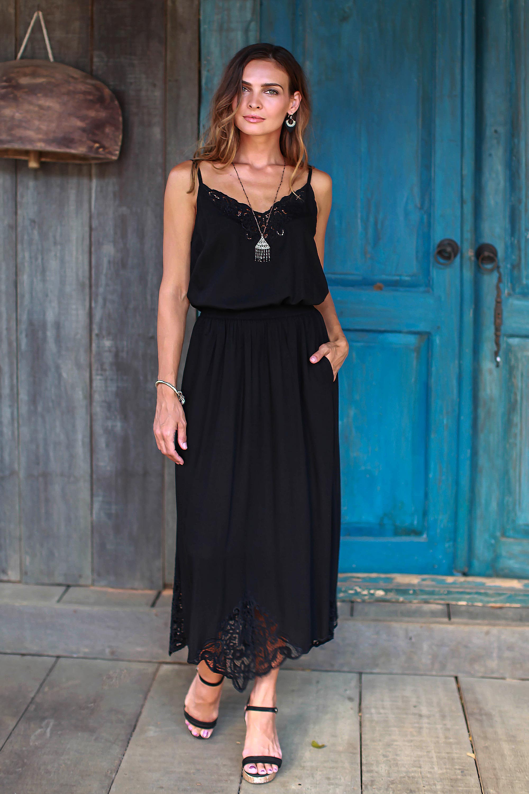 Premium Hand-Embroidered Rayon Midi Skirt - Onyx Elegance by Juwita Style