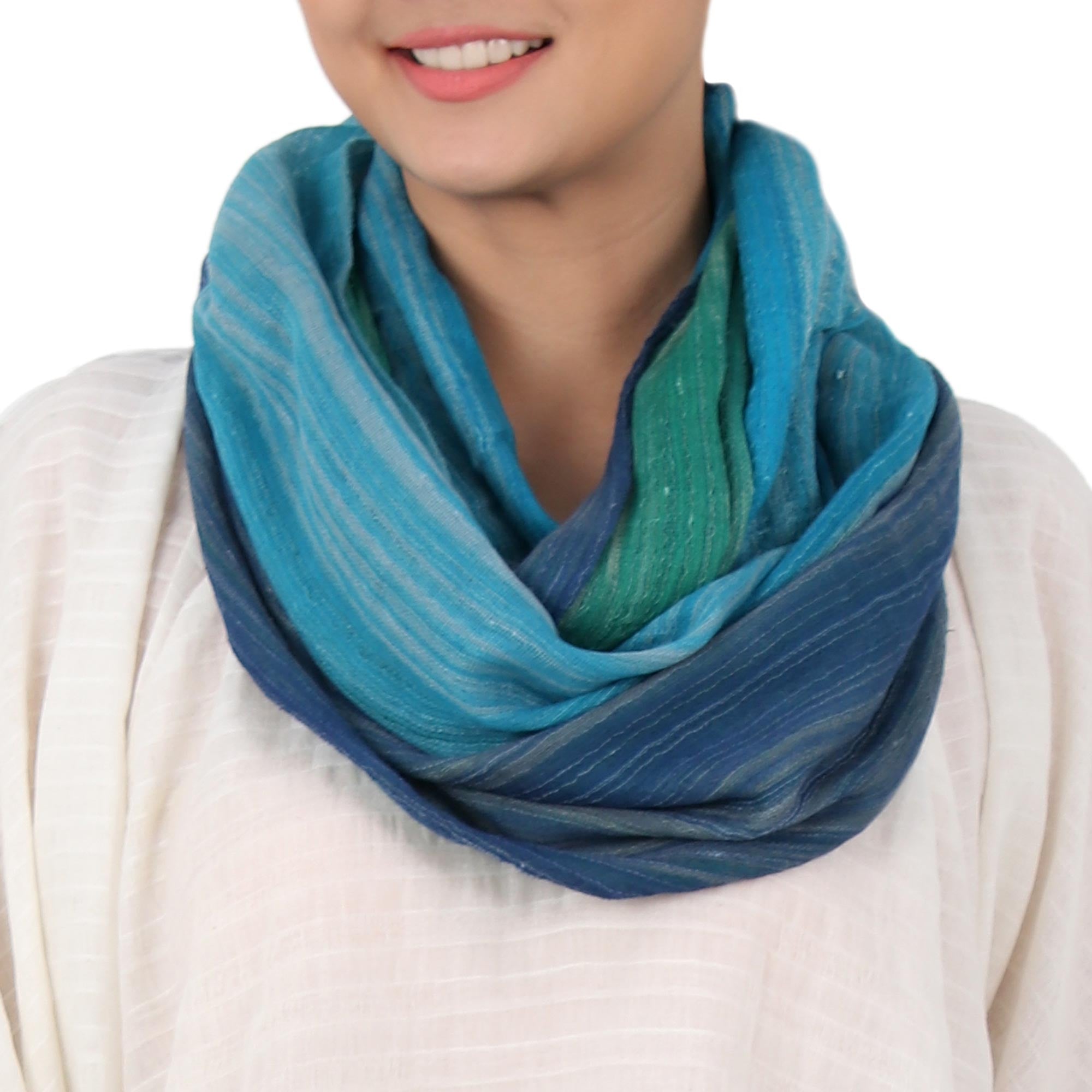 Premium Handwoven Cotton Infinity Scarf – Seaside Breezes Collection