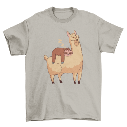 Premium Sleeping Sloth Riding Llama Graphic Tee - Ultimate Comfort & Style