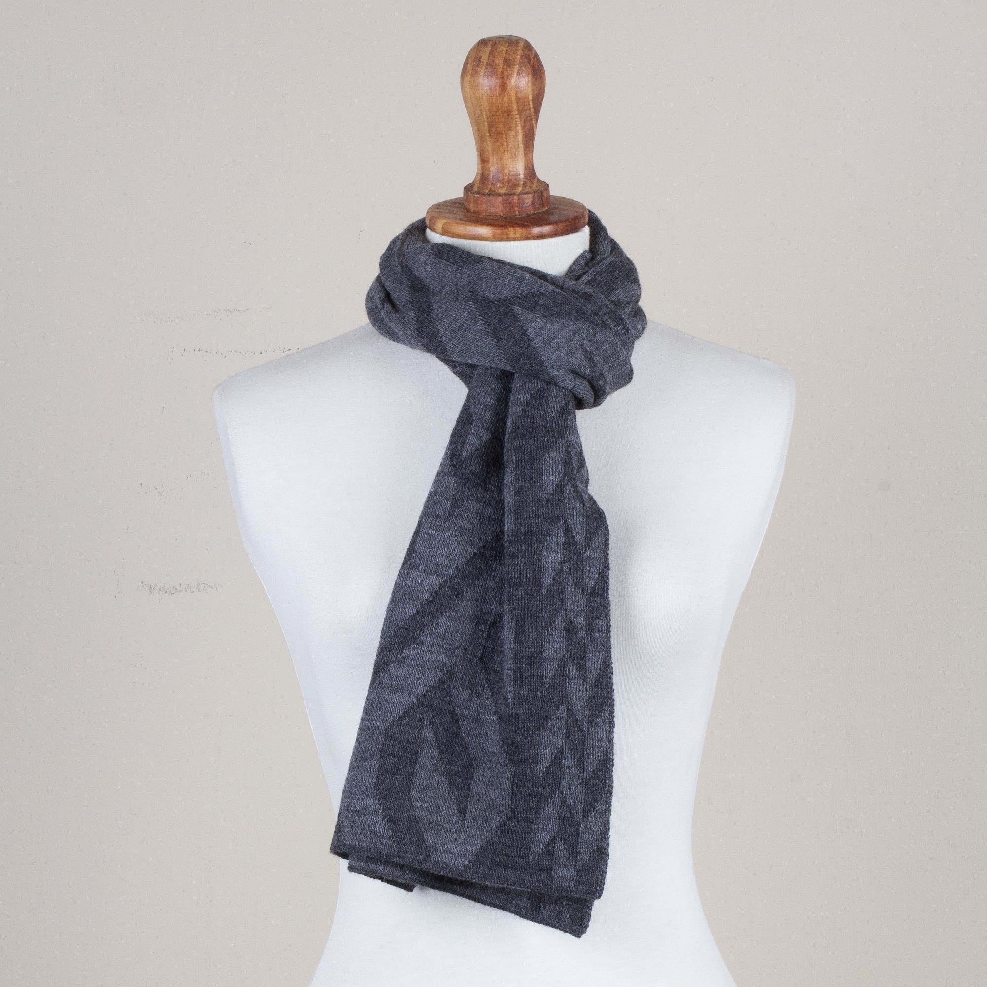 Premium Andean Alpaca Blend Scarf in Dolphin Grey & Slate