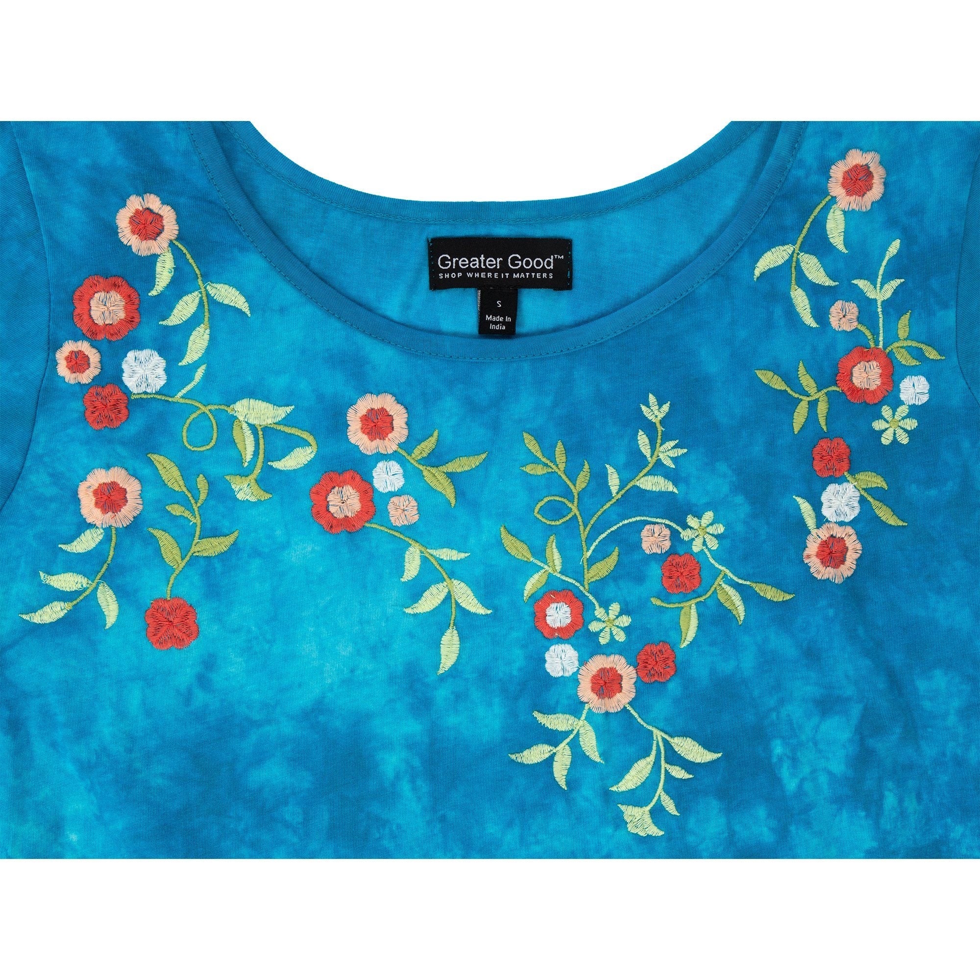 Premium Blue Sky Garden Tie-Dye Scoop Neck Tee