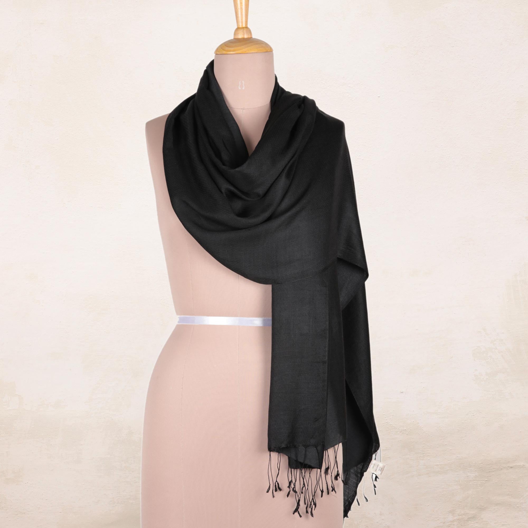 Premium Onyx Nights Silk Shawl - Ultimate Elegance