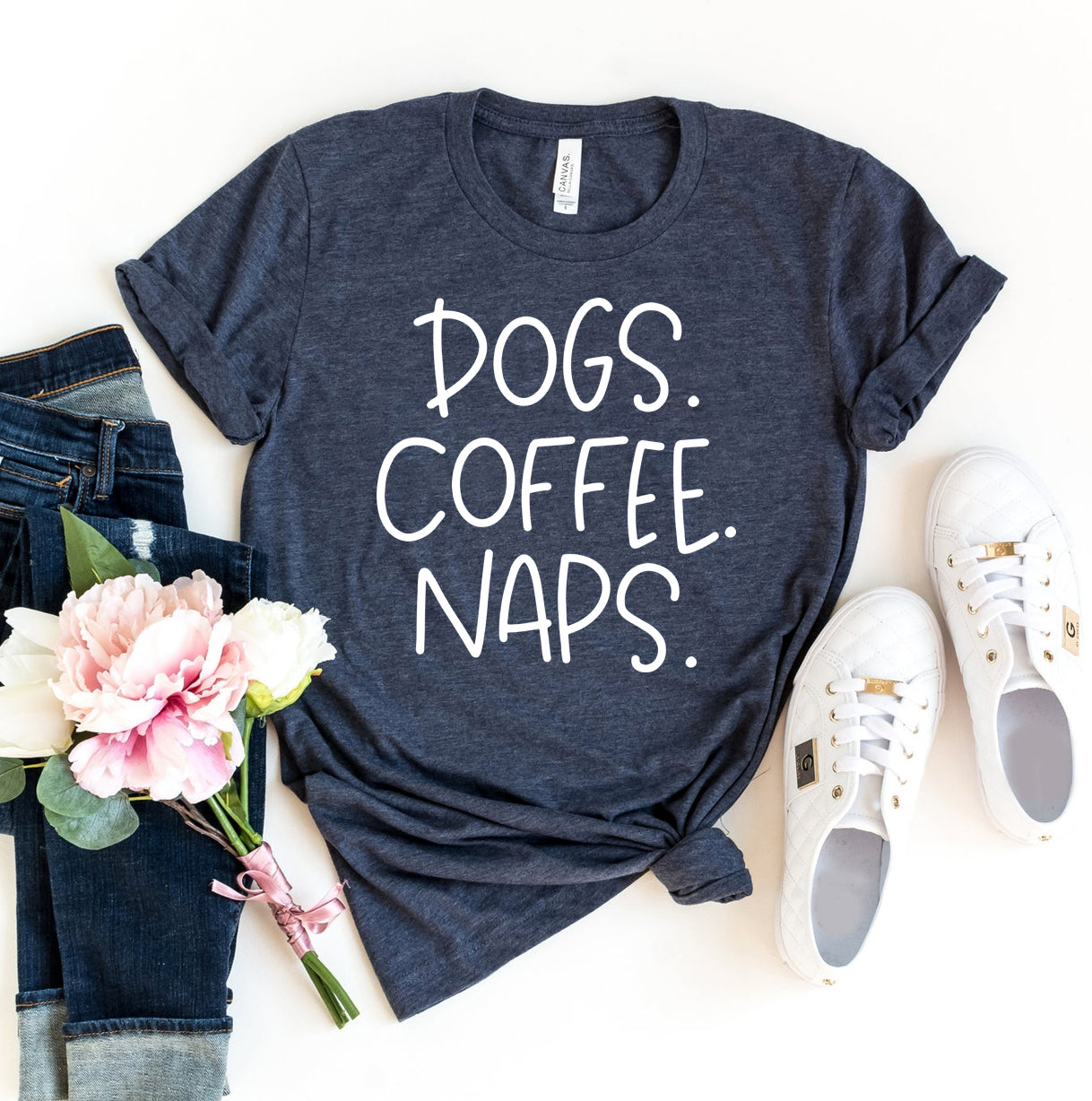 Premium Dogs Coffee Naps Crew Neck Tee