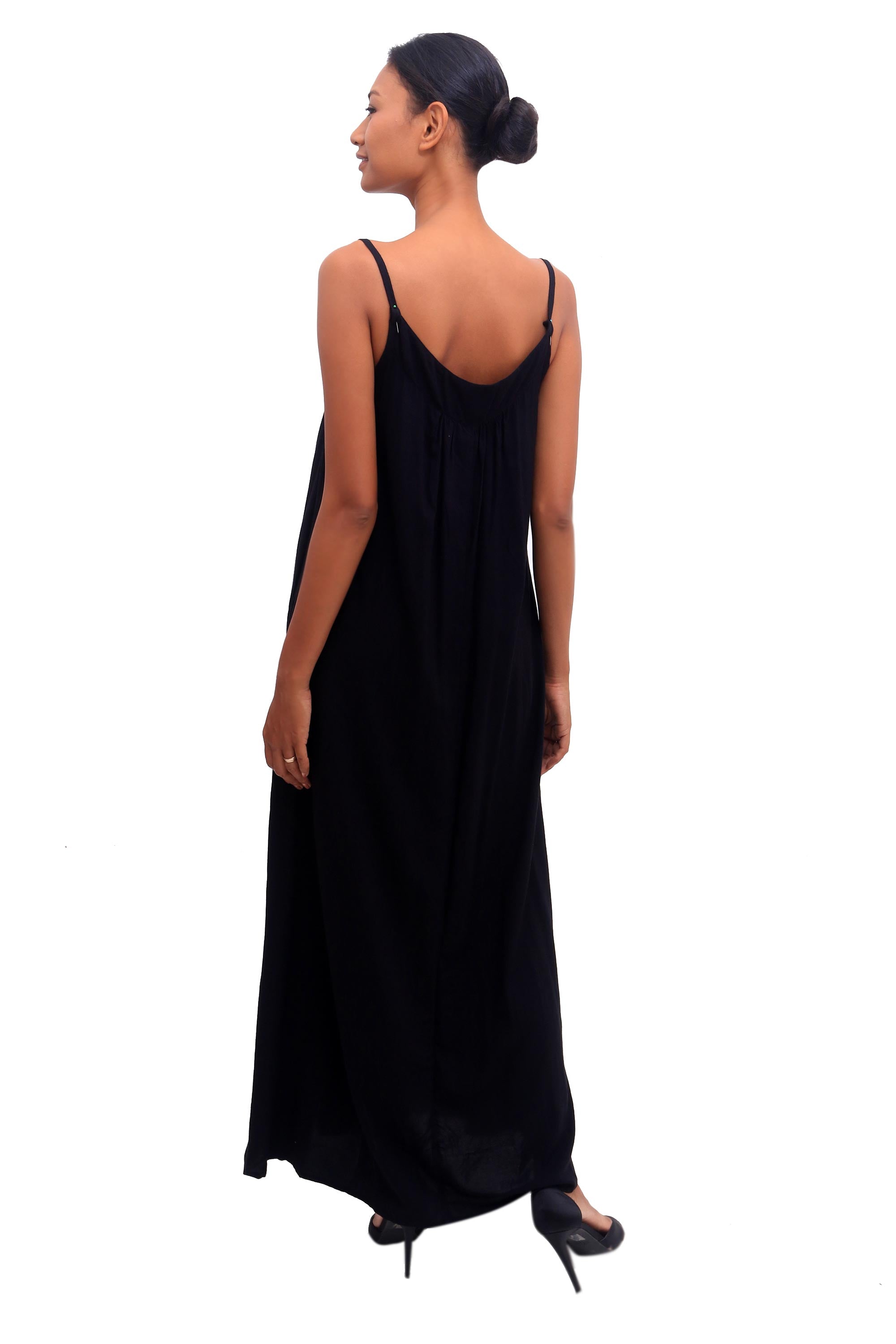 Premium Bali Black Rayon Maxi Sundress - Ultimate Summer Style