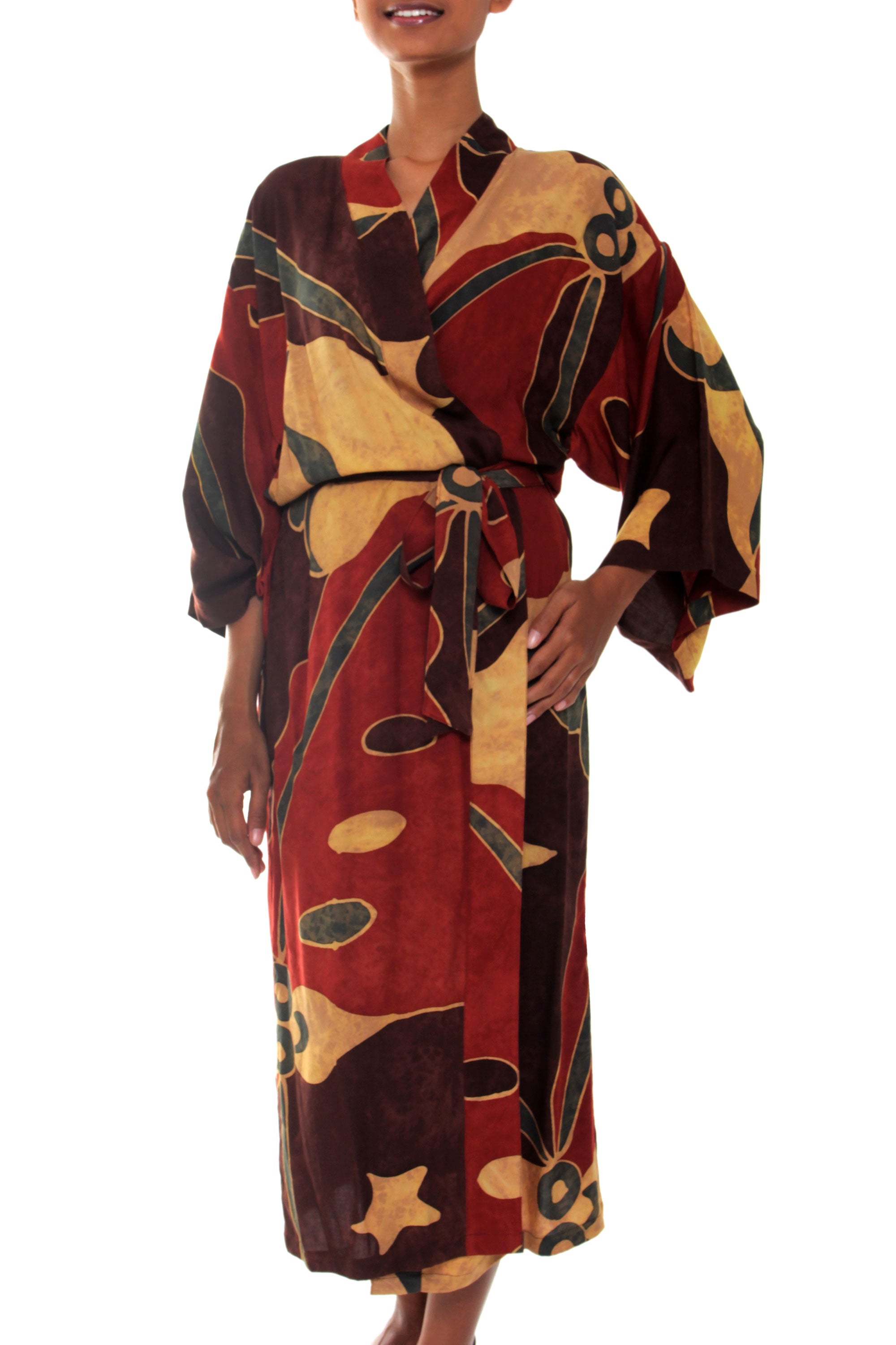 Premium Coral Reefs Women's Batik Art Robe - Ultimate Comfort & Style