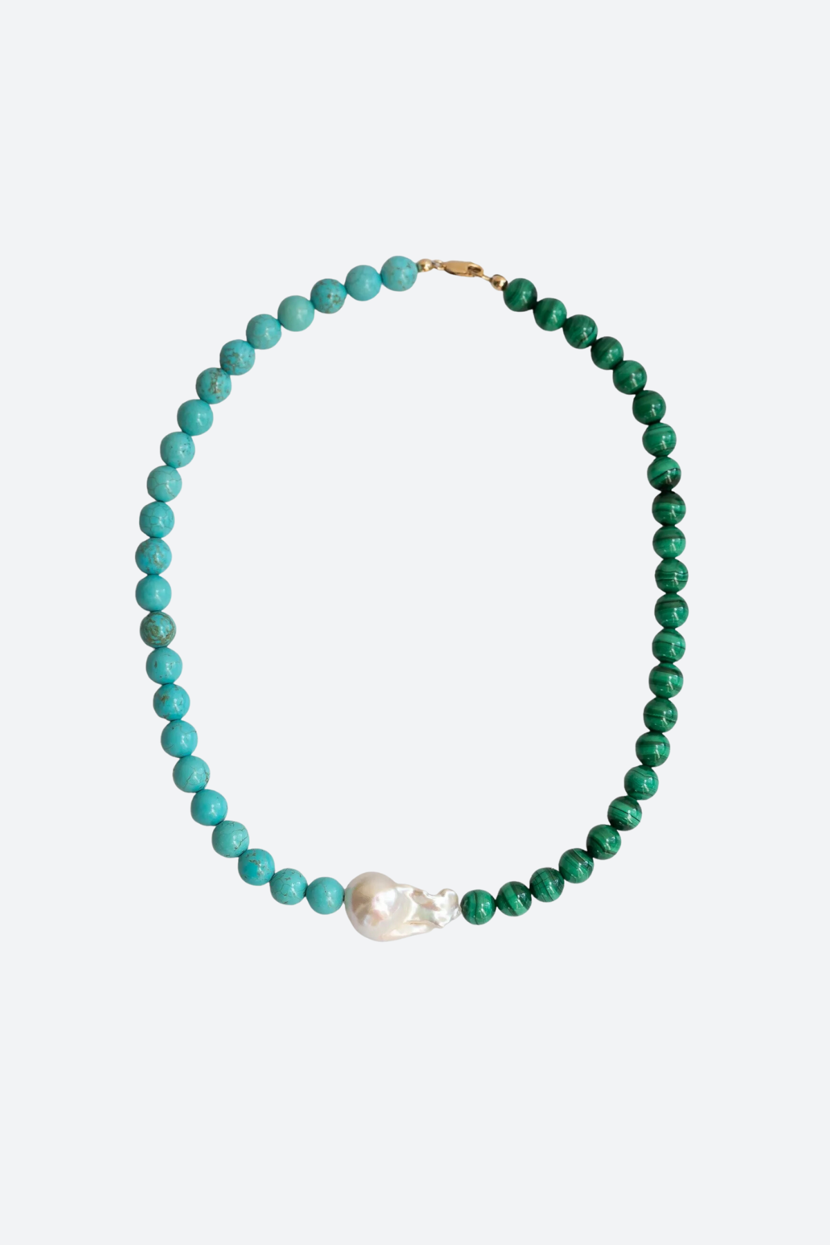 Premium Kaia Sage Turquoise & Malachite Pearl Necklace