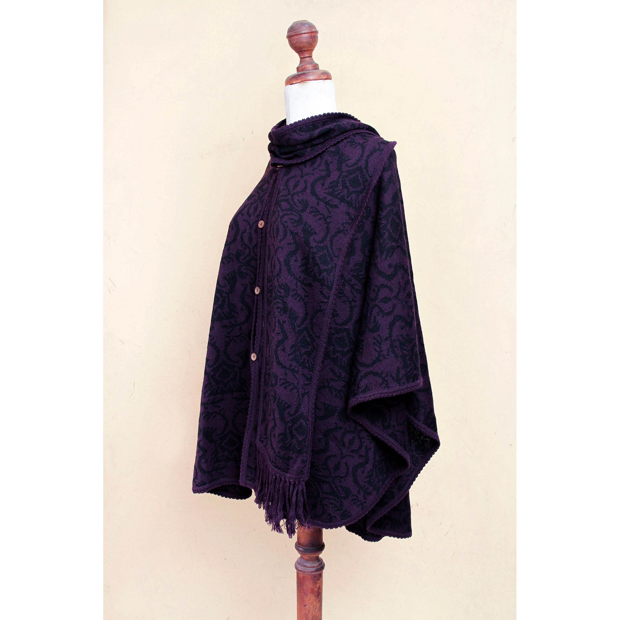 Premium Purple Alpaca Blend Ruana Cloak - Handmade in Peru