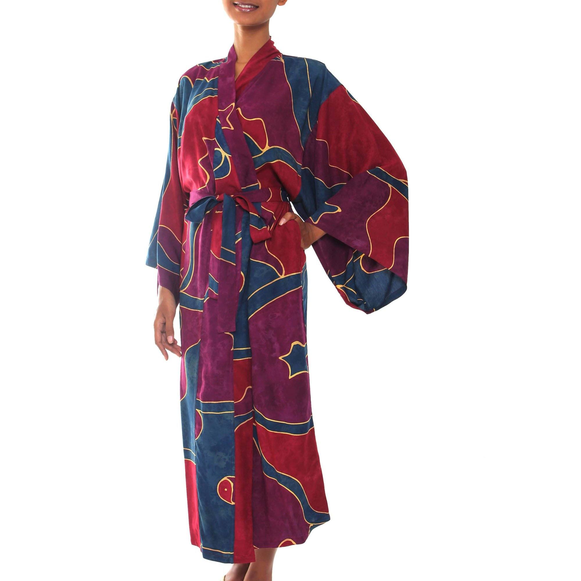 Premium Balinese Bird Batik Long Robe for Women