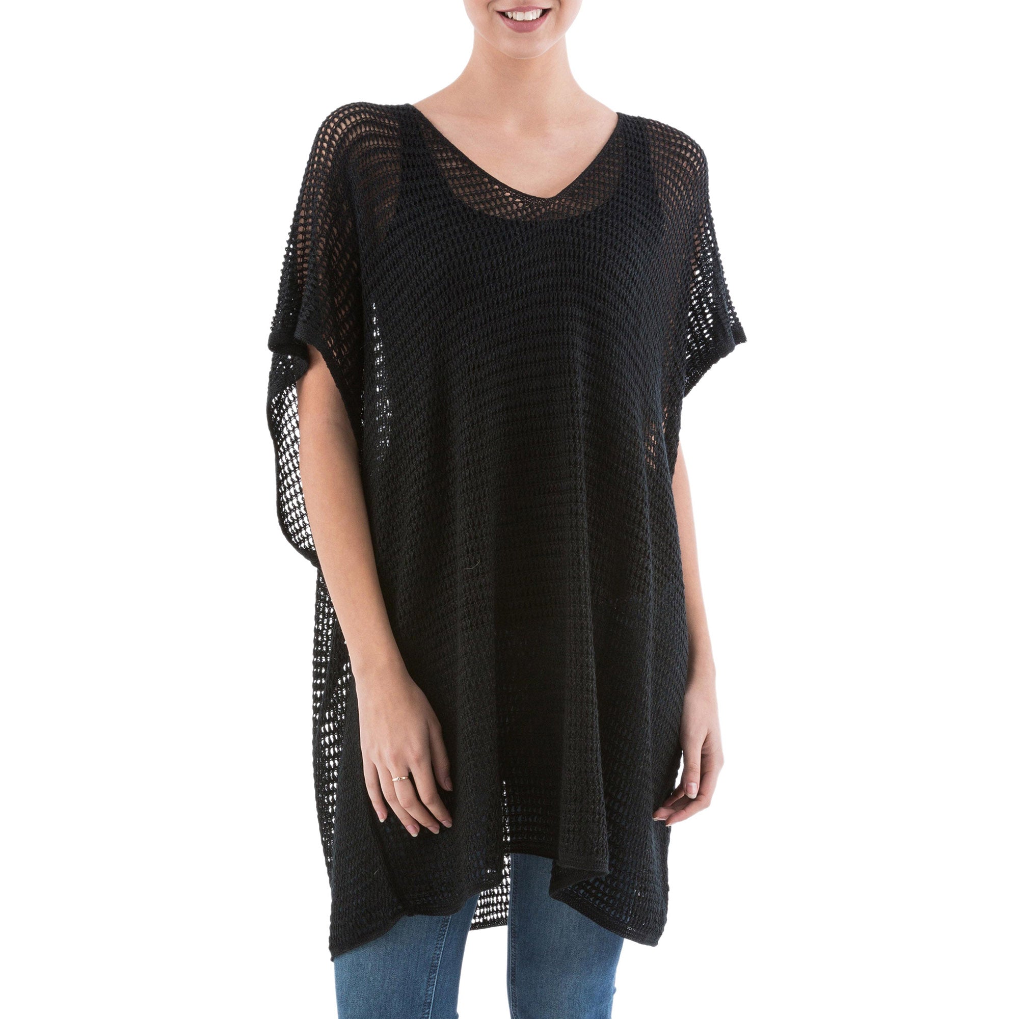 Premium Black Dreamcatcher Knit Tunic - Handmade Luxury