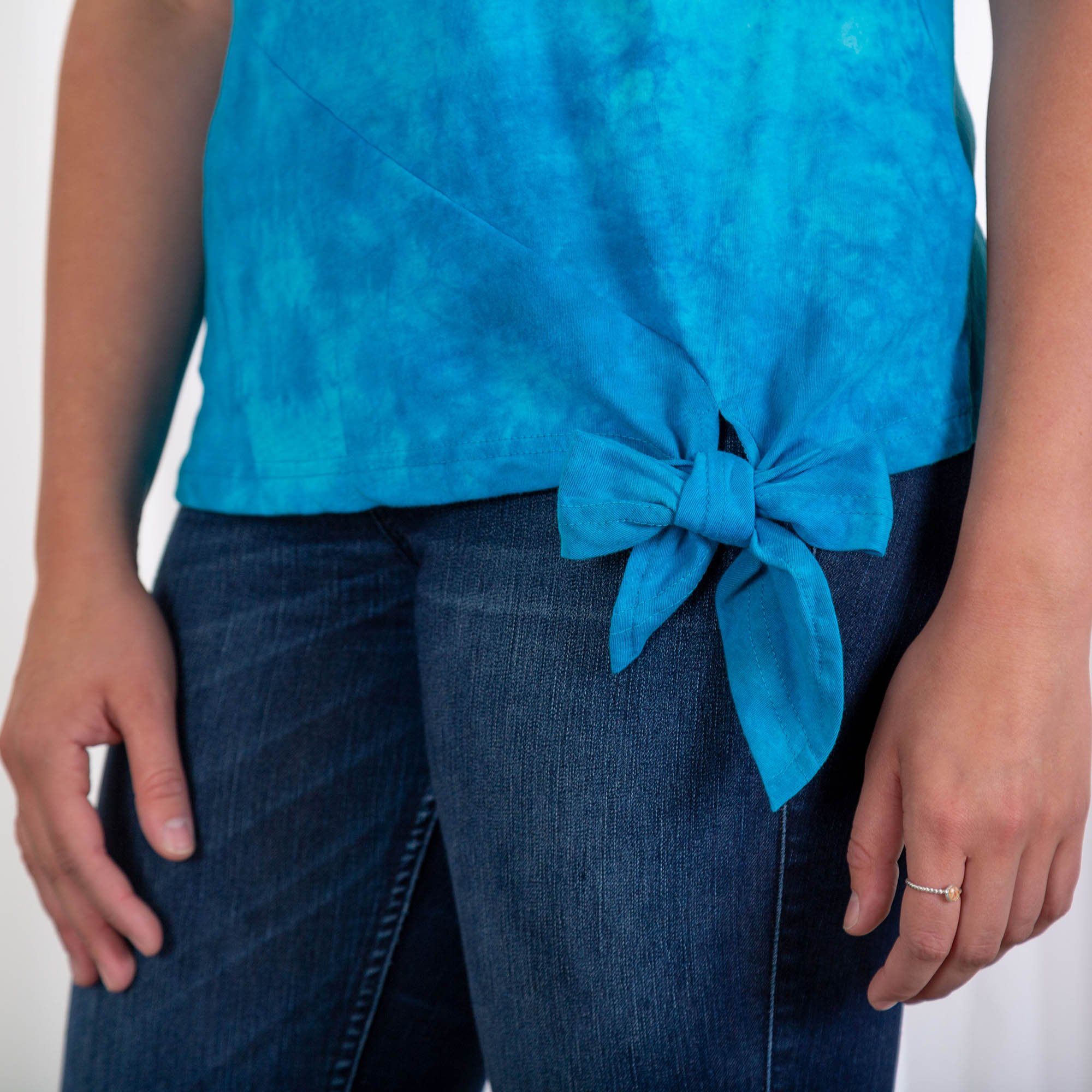 Premium Blue Sky Garden Tie-Dye Scoop Neck Tee