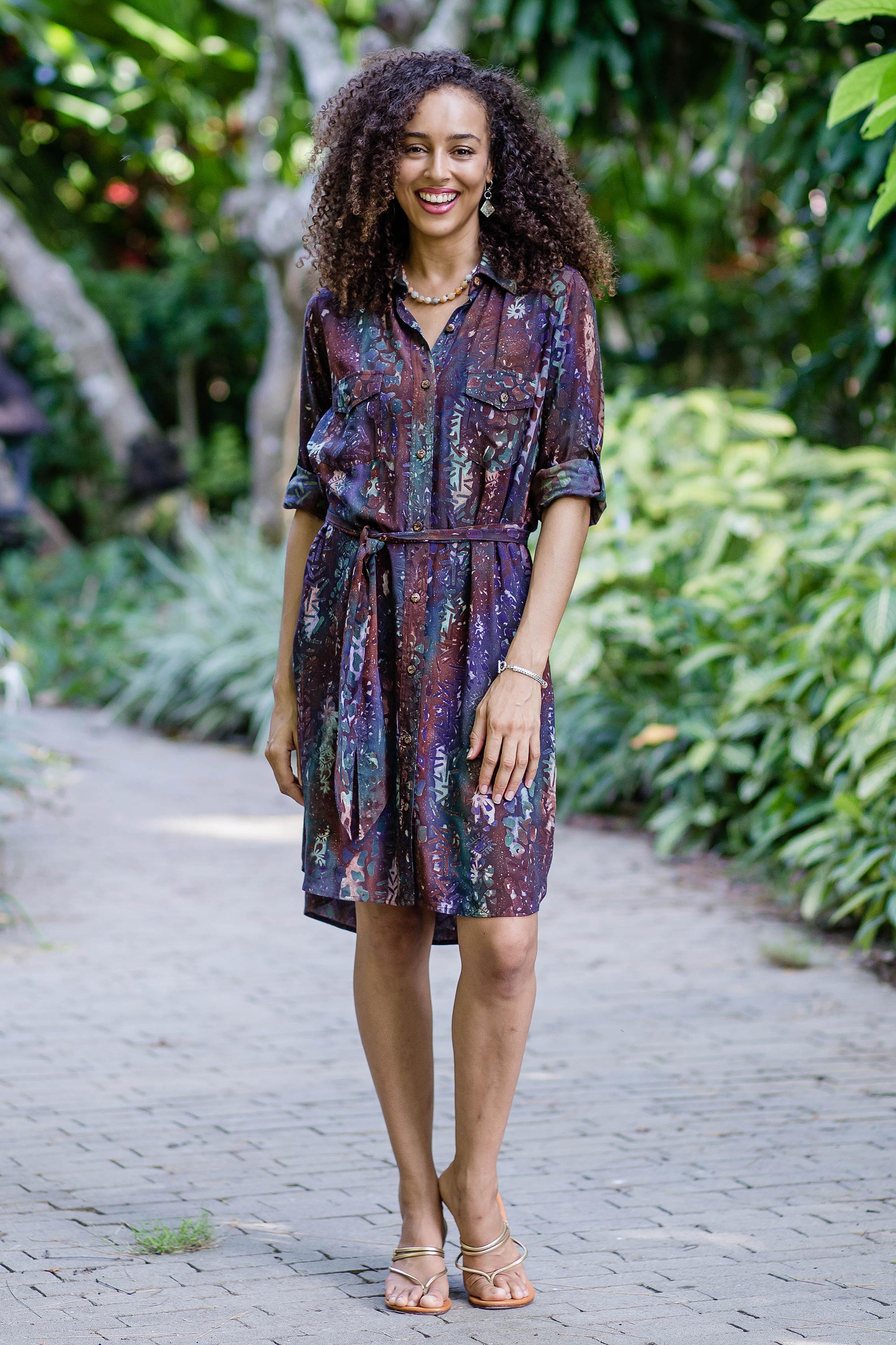 Premium Batik Rayon Collared Shirtdress - Handcrafted in Bali