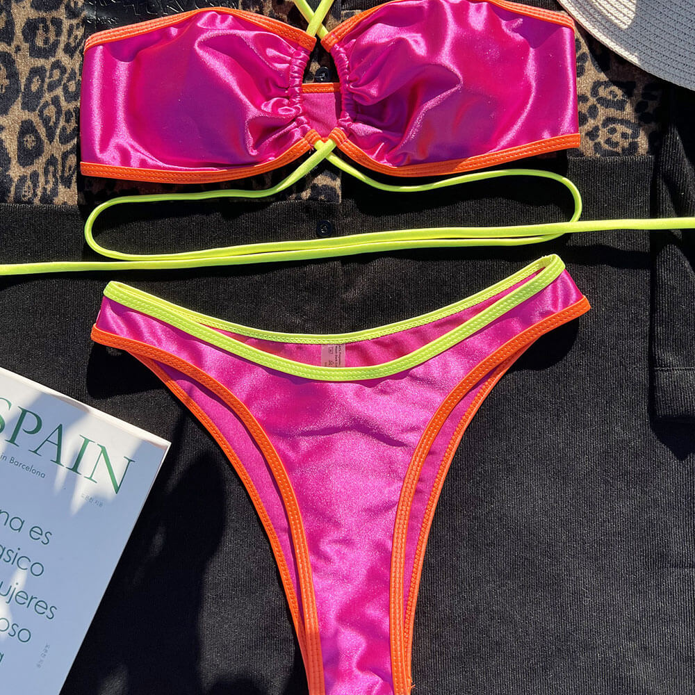 Ultimate Glam Neon High-Cut Wrap Bikini Set