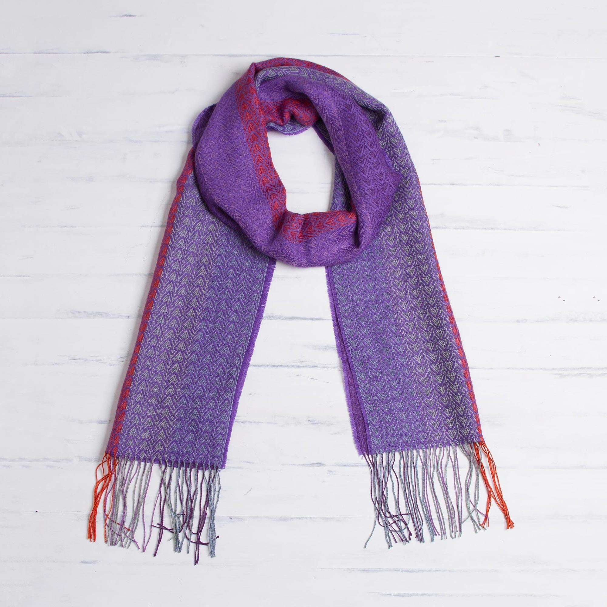 Premium Handwoven Alpaca Blend Striped Wrap Scarf from Peru – Perfect Harmony