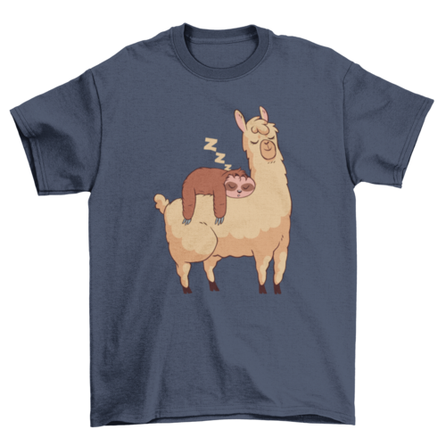 Premium Sleeping Sloth Riding Llama Graphic Tee - Ultimate Comfort & Style