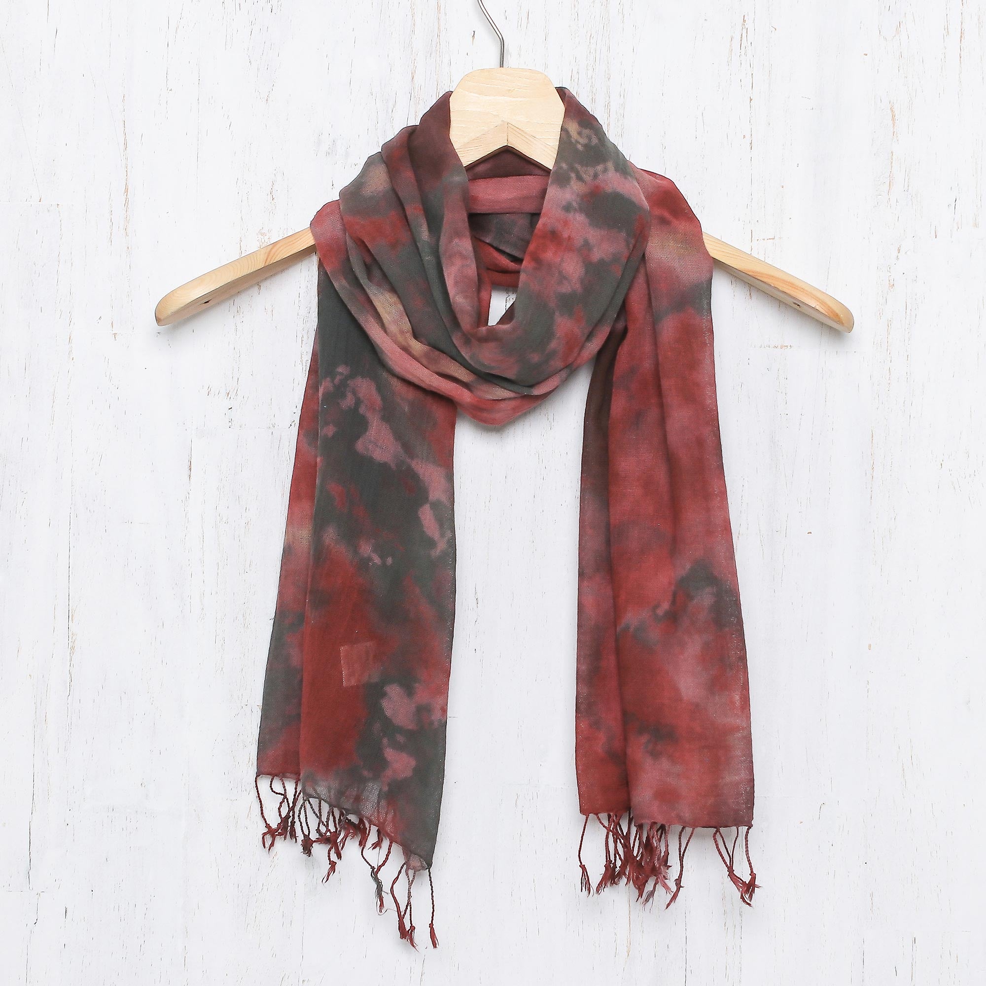 Premium Heated Colors Tie-Dye Cotton Wrap Scarf - Handcrafted in Thailand