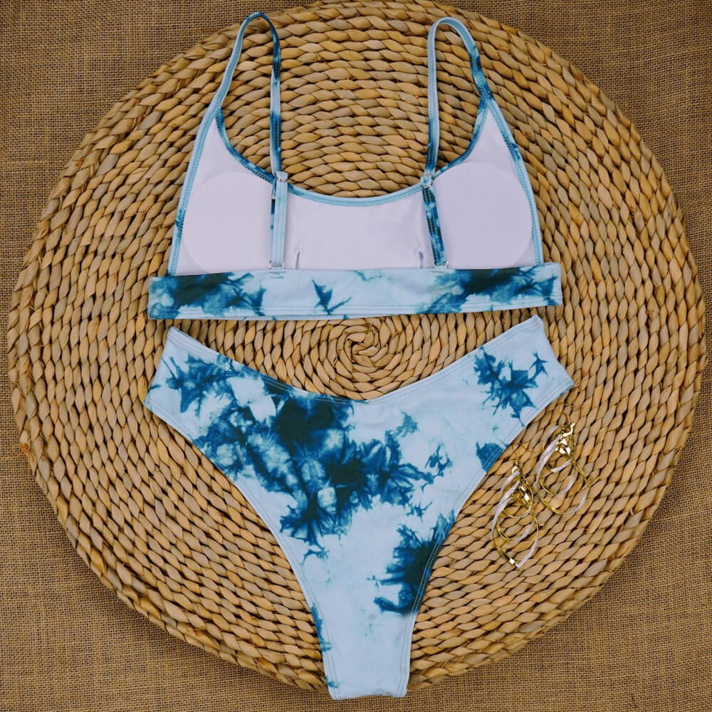 Premium Bicolor Tie Dye High Cut Bralette Brazilian Bikini Set