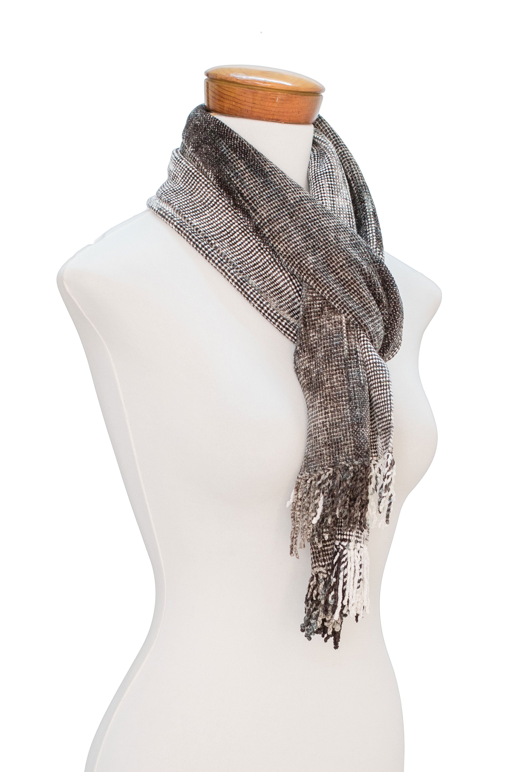 Premium Handwoven Grey Rayon Chenille Scarf – Inspired by the Infinite Universe