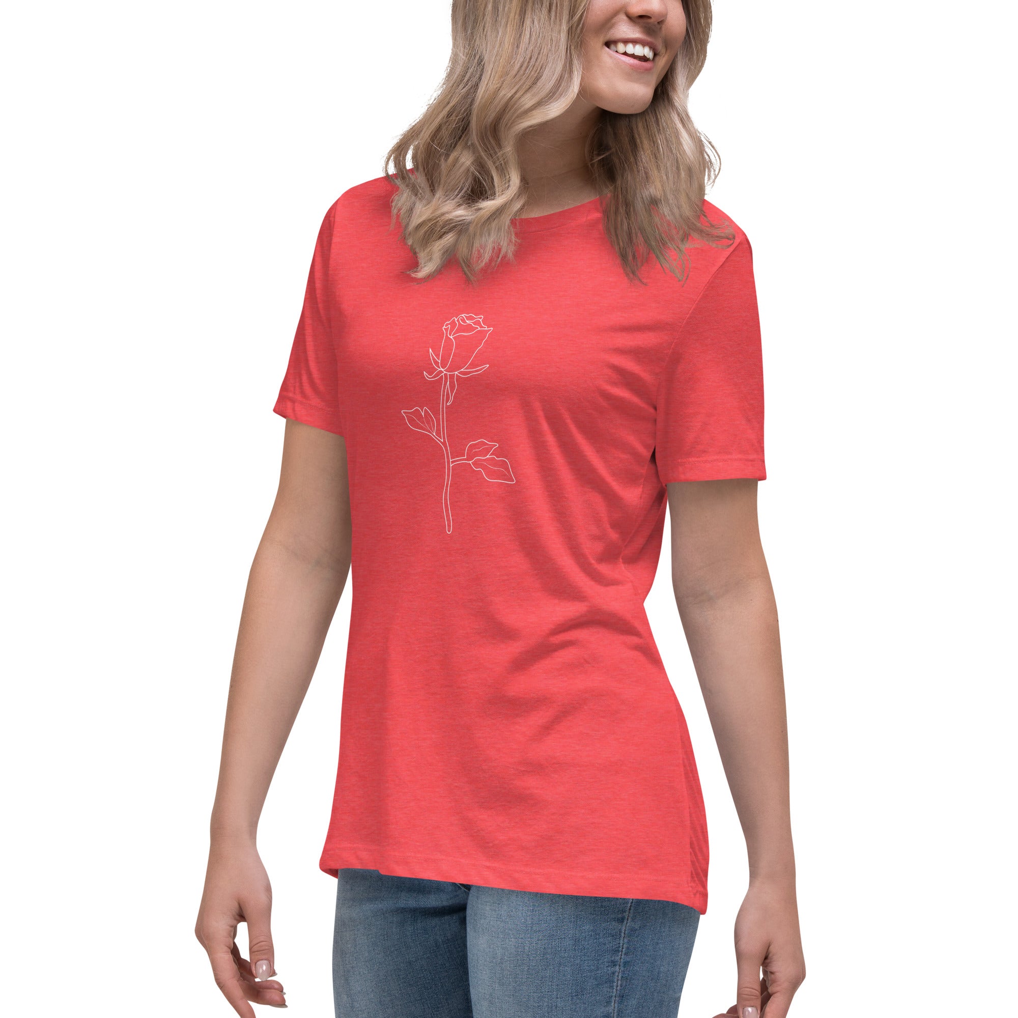 Premium Rose Bloom Women's Relaxed T-Shirt