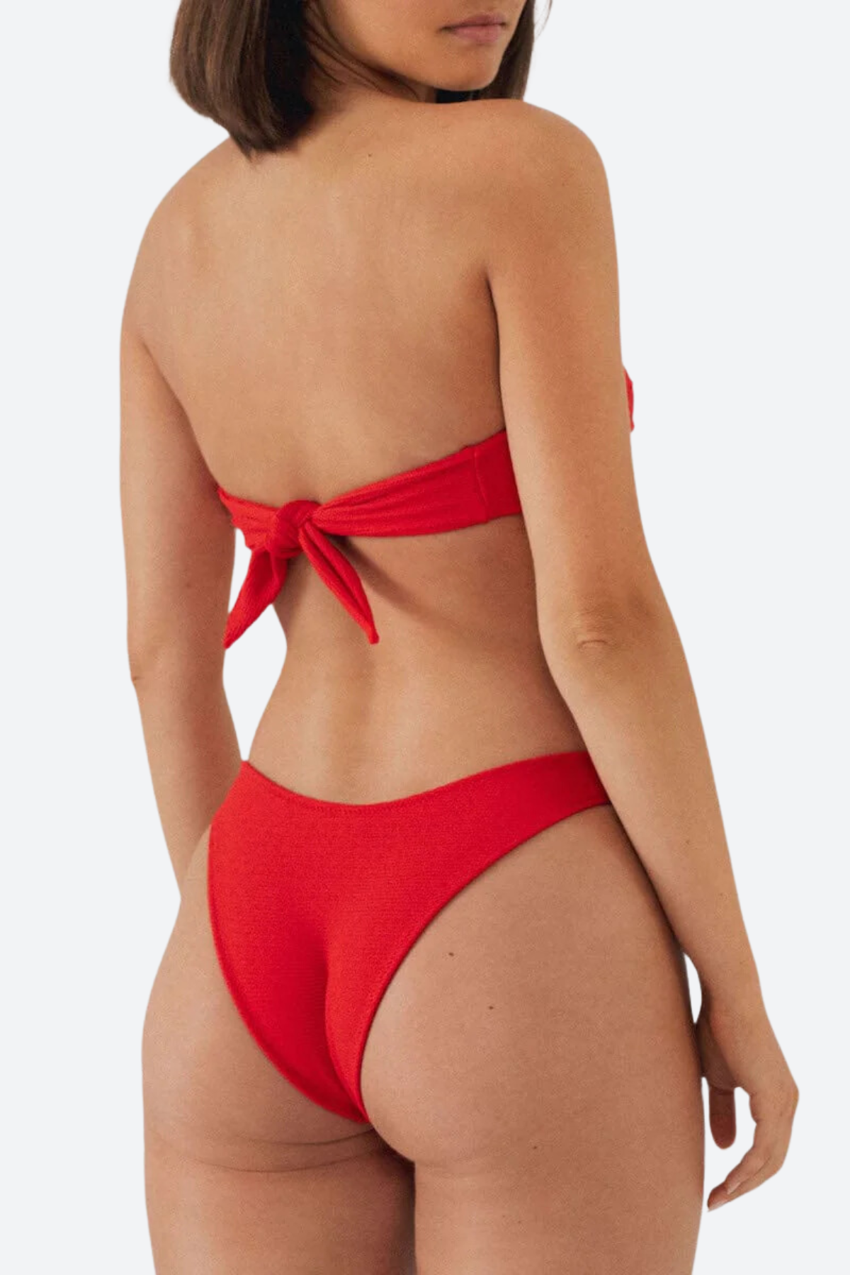 Premium Montce Tori Bandeau Bikini Top - Crimson Micro Scrunch for Ultimate Comfort