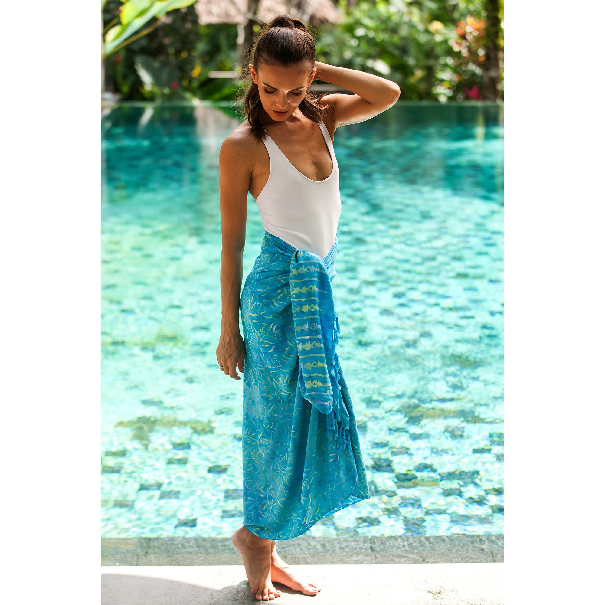 Premium Cerulean Eden Blue Batik Sarong - Handmade in Indonesia