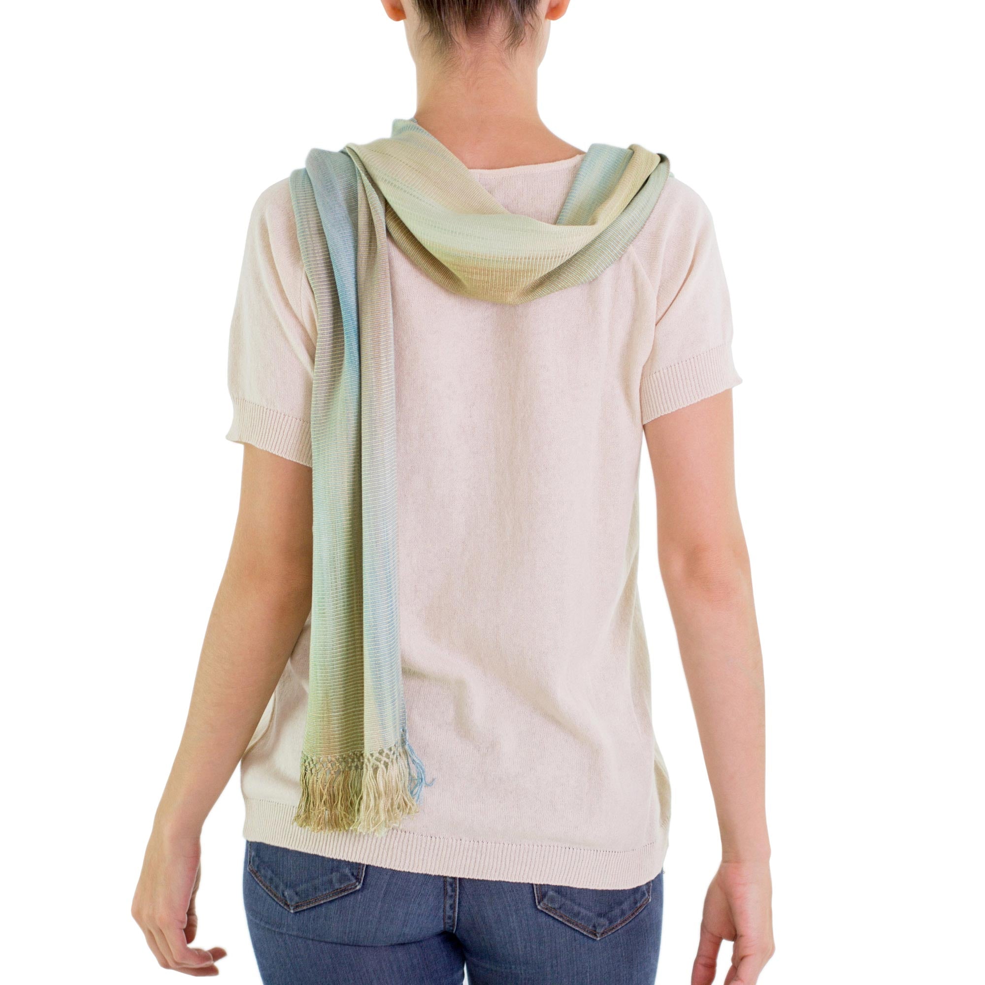 Premium Iridescent Mint Pastel Rayon Chenille Scarf - Handwoven Elegance