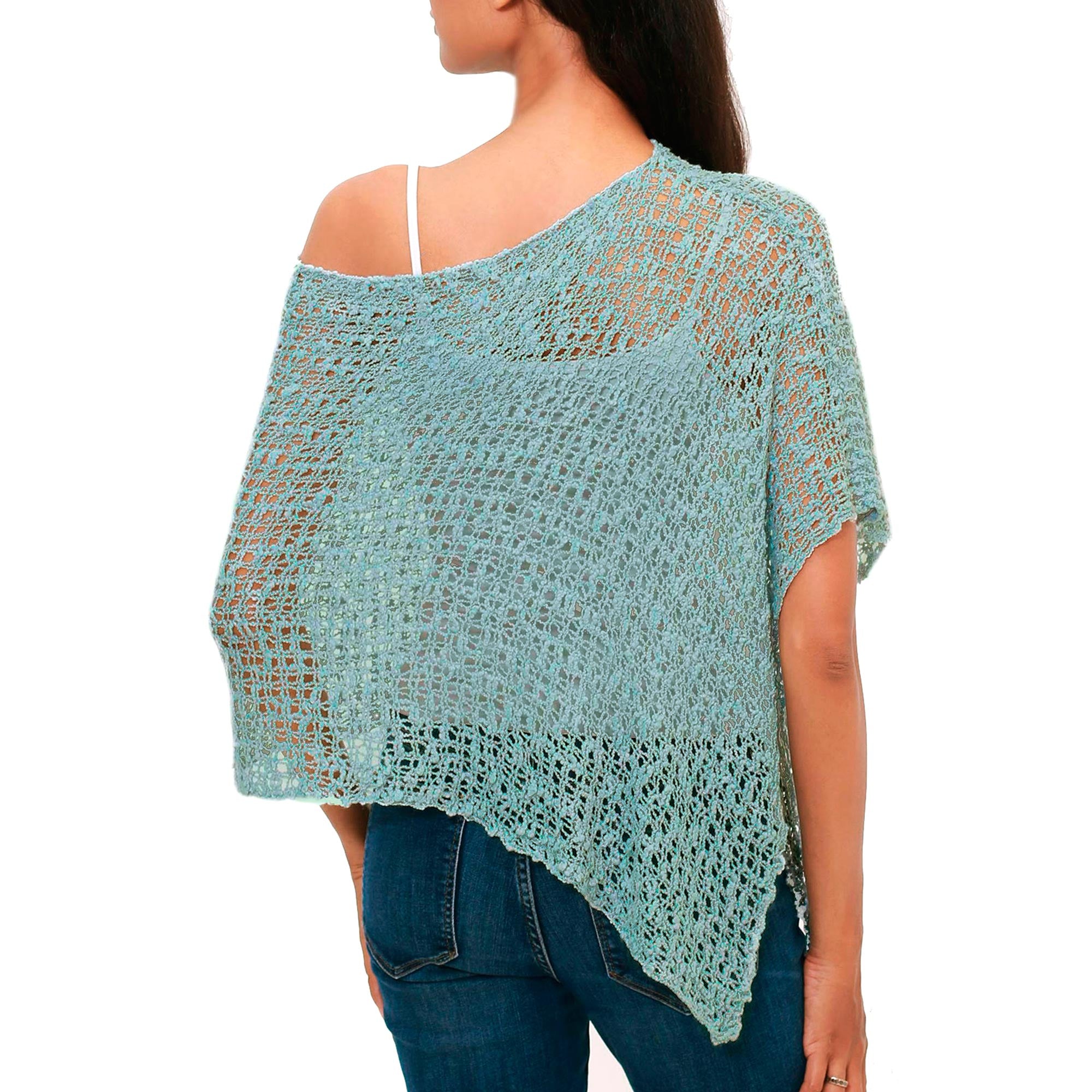 Premium Aqua Sanur Lightweight Crochet Poncho – Handmade in Bali