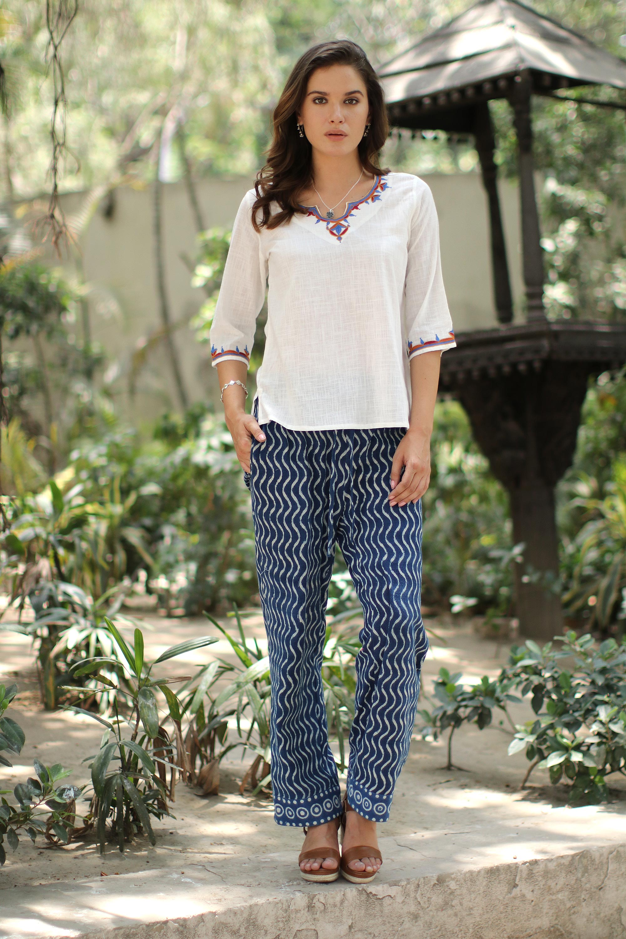 Premium Zigzag Block-Printed Cotton Pants - Handcrafted in India