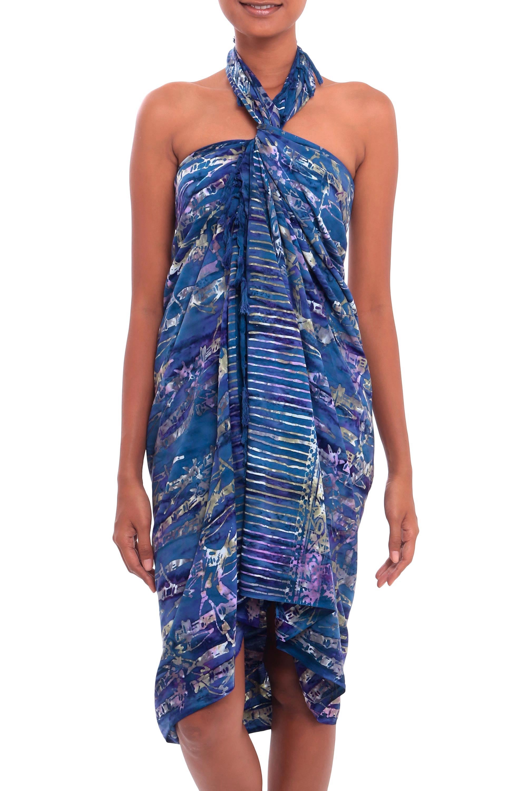 Premium Purple Leaf Batik Sarong - Handcrafted in Bali