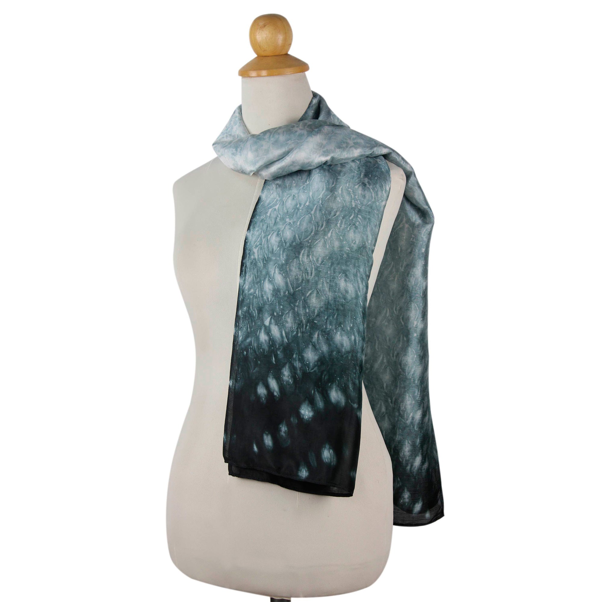 Premium Mottled Black Tie Dye Scarf – Handcrafted Elegance