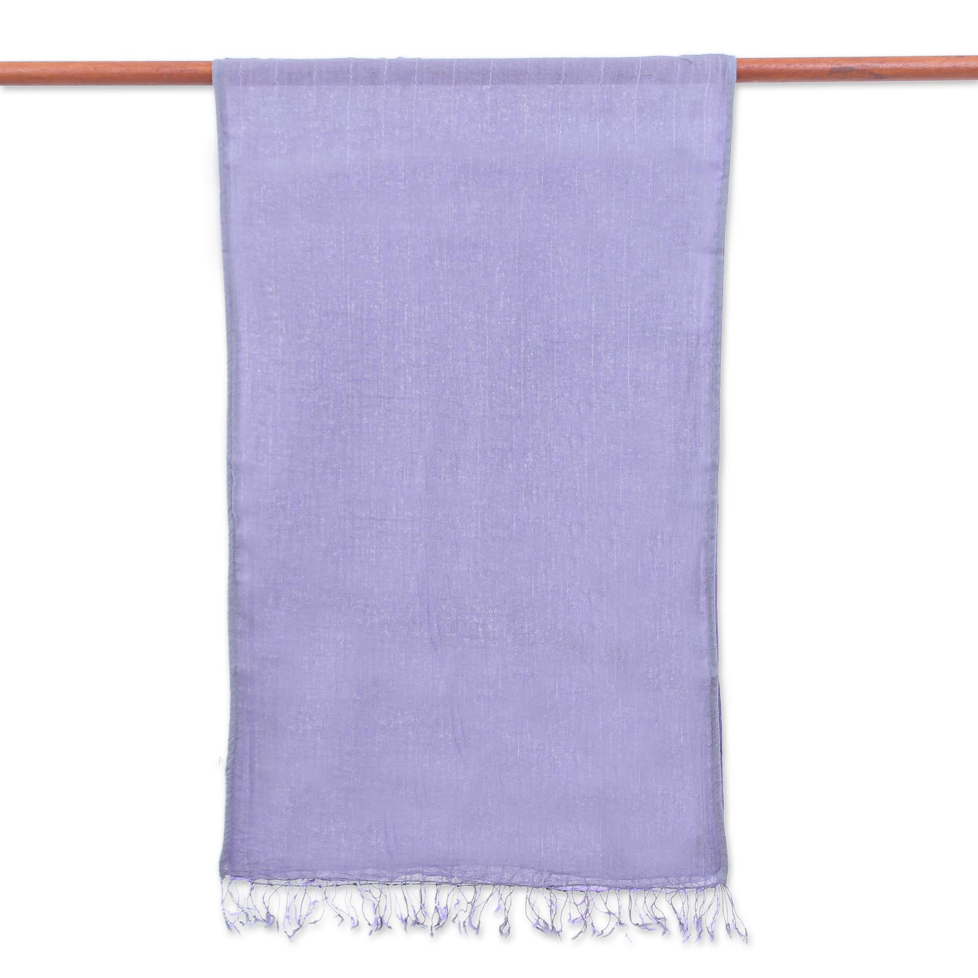 Premium Thai Purple Cotton Duo Scarf - Handcrafted Elegance