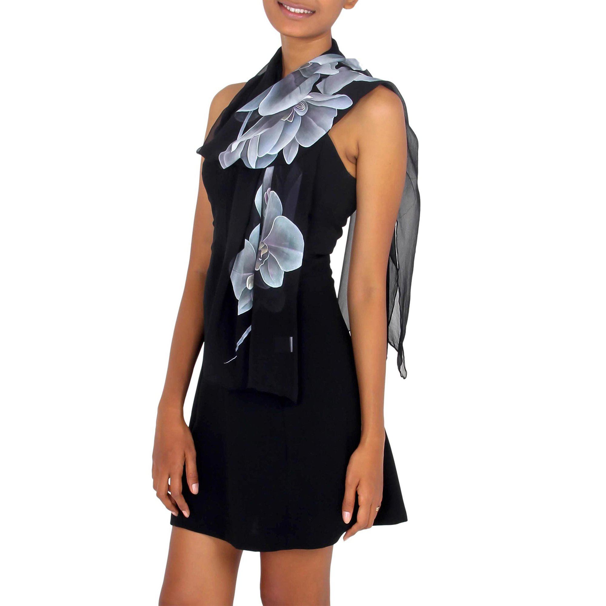 Premium Midnight Orchid Silk Wrap - Handcrafted Elegance