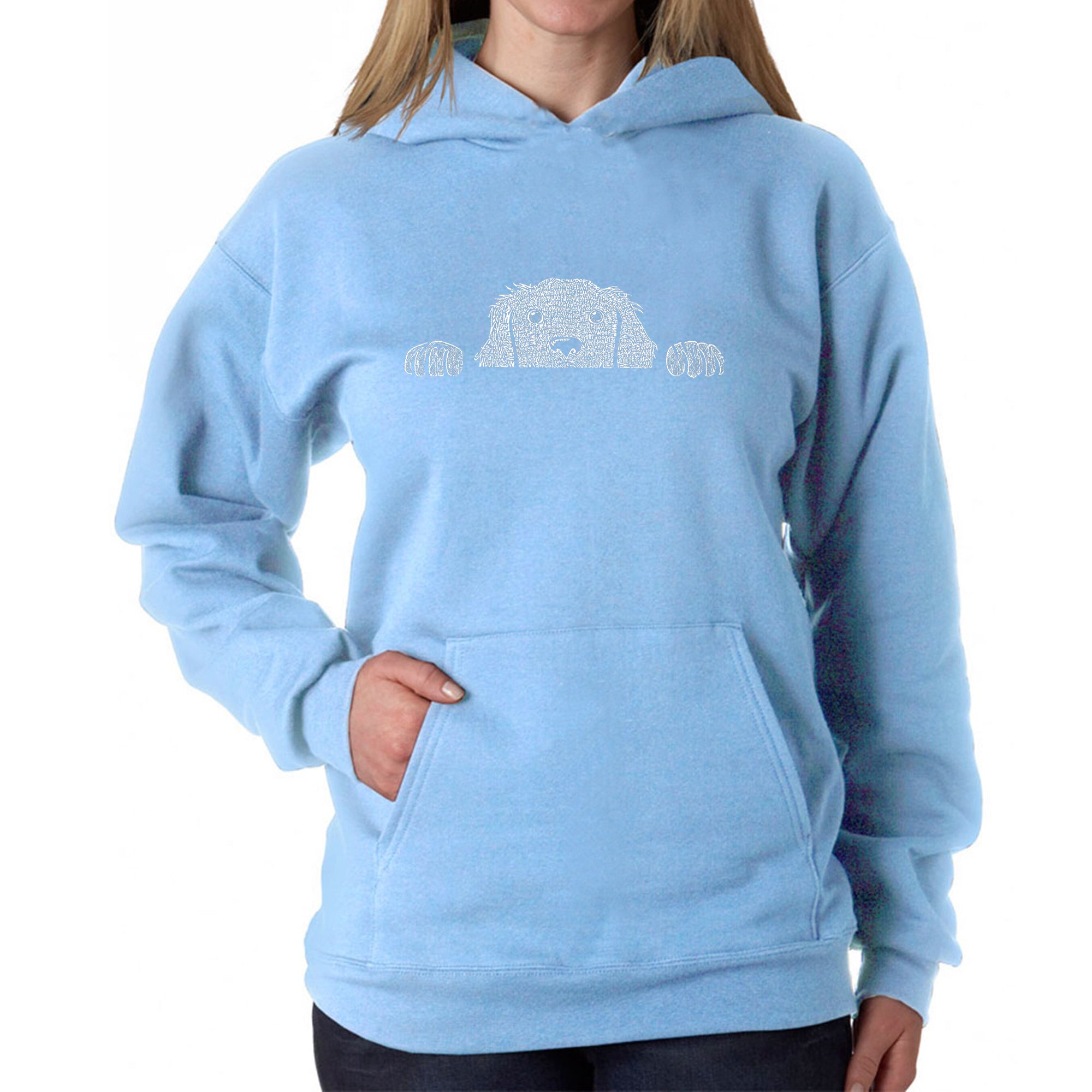 Premium Peeking Dog Women's Word Art Hoodie - Ultimate Comfort & Style