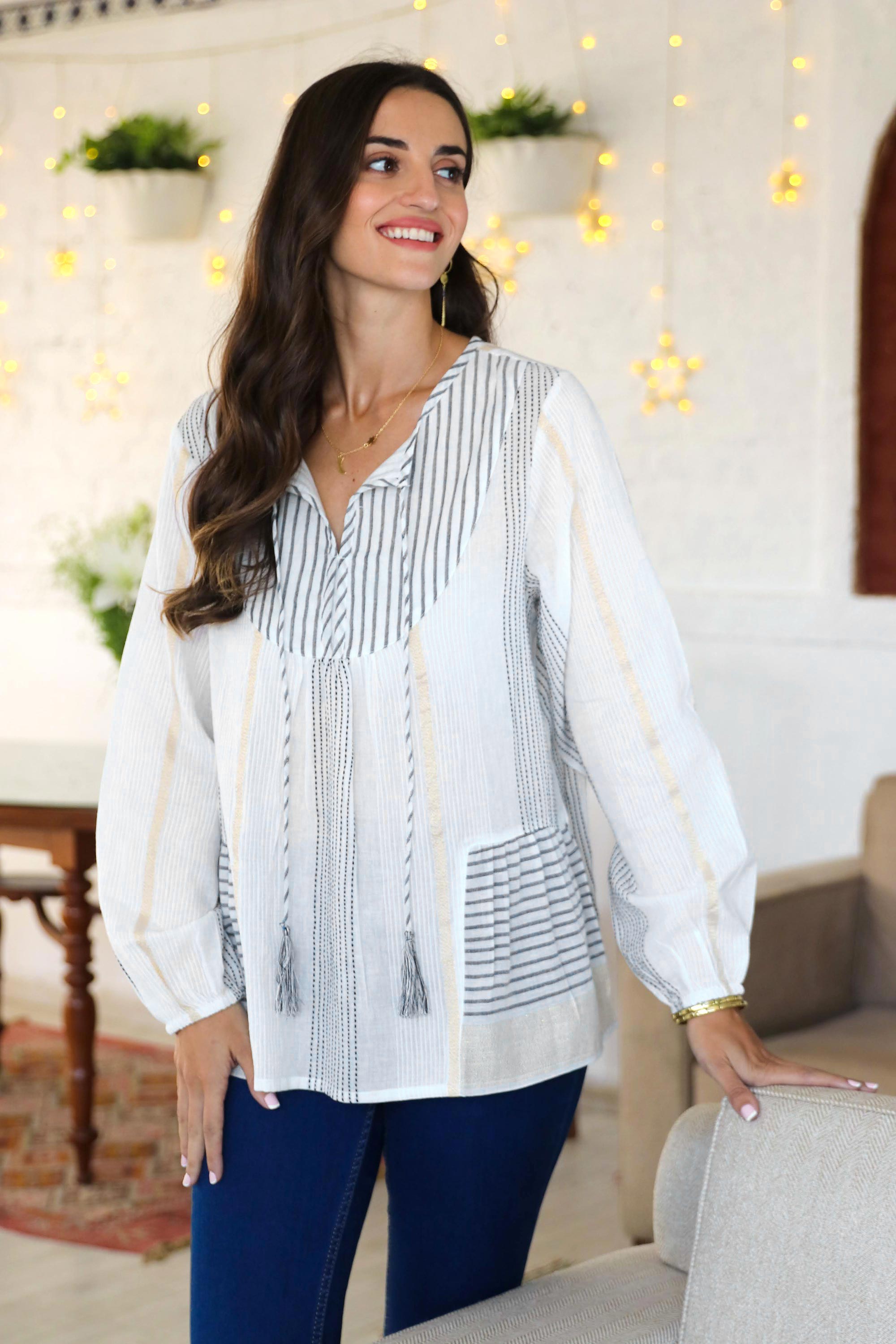 Premium Handwoven Striped Cotton Tunic - Ultimate Breezy Style