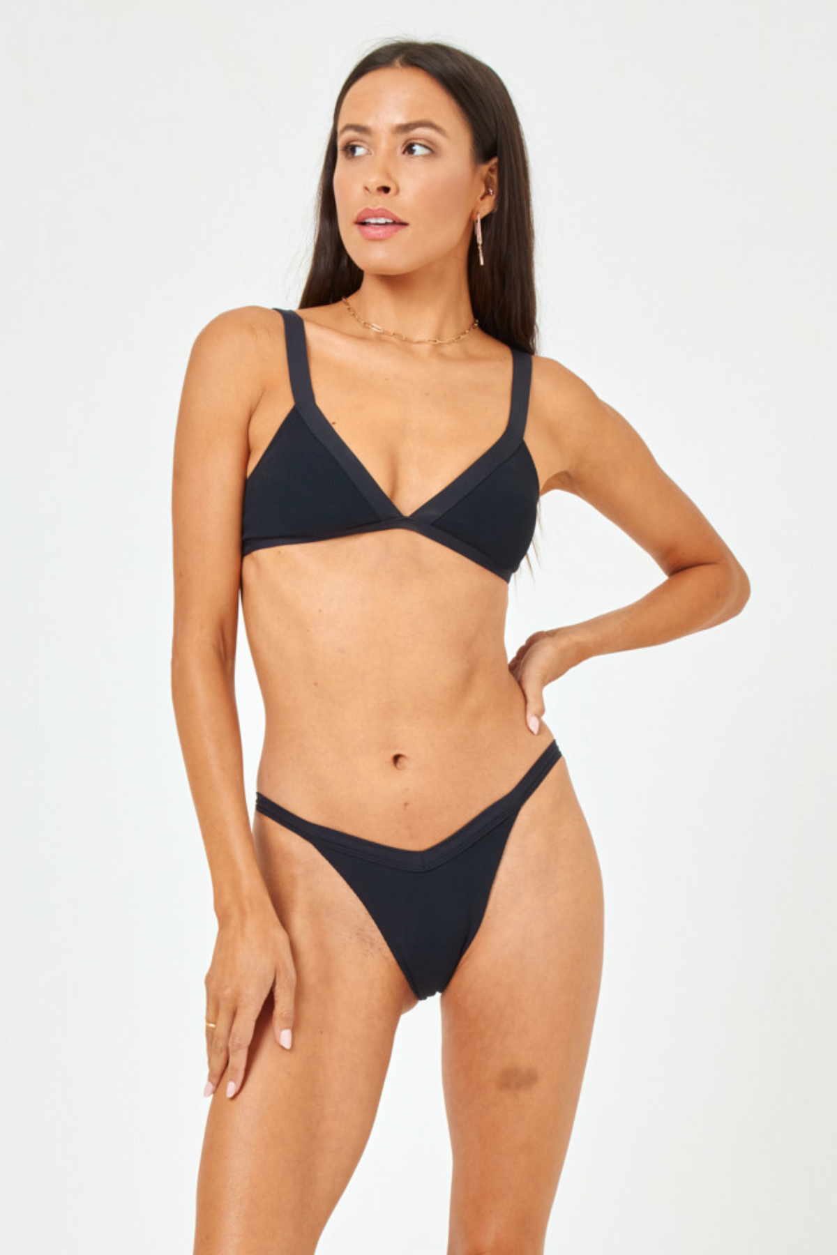 Premium L*Space Farrah Ribbed Bikini Top - Black