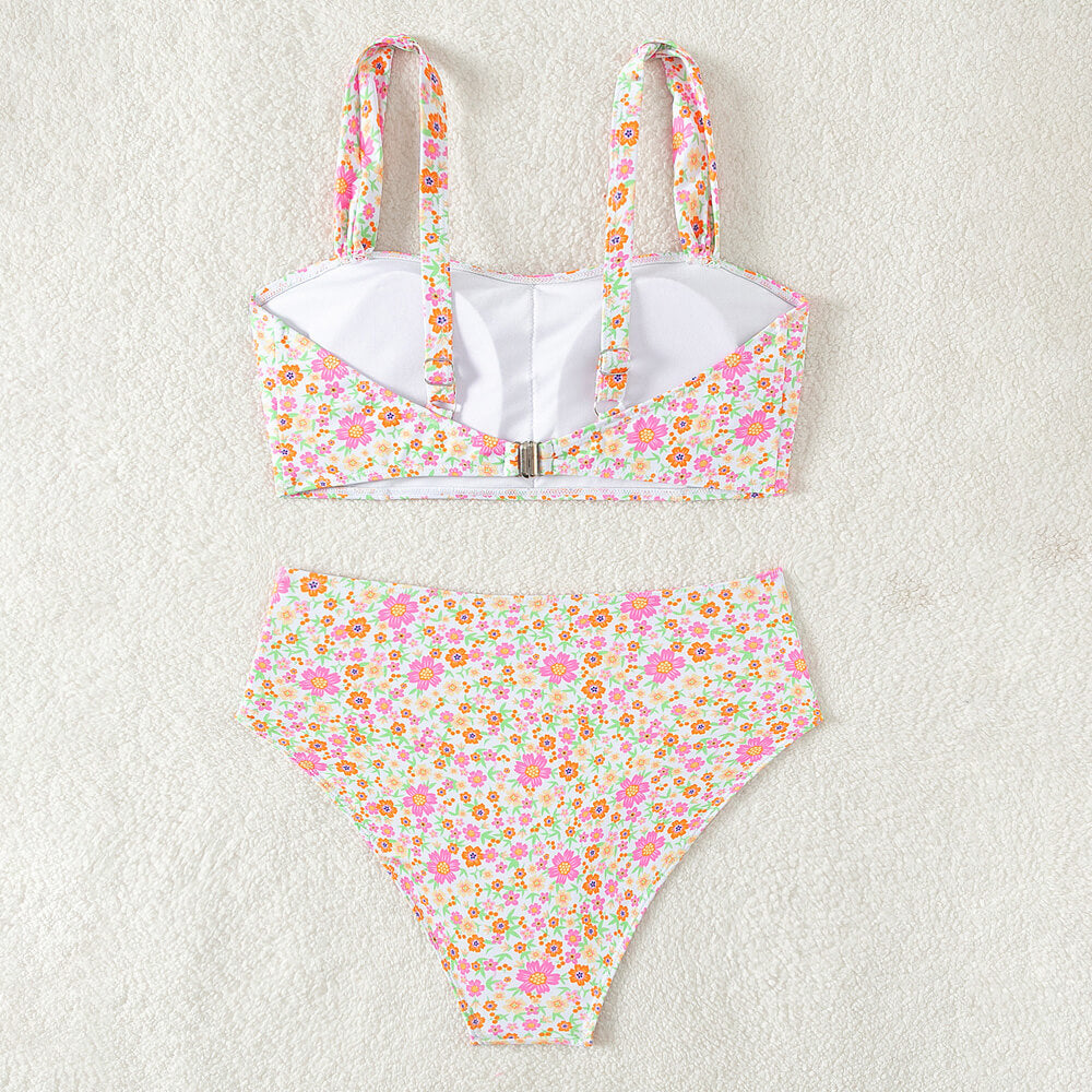 Premium Boho Floral Print High-Waist Bikini Set