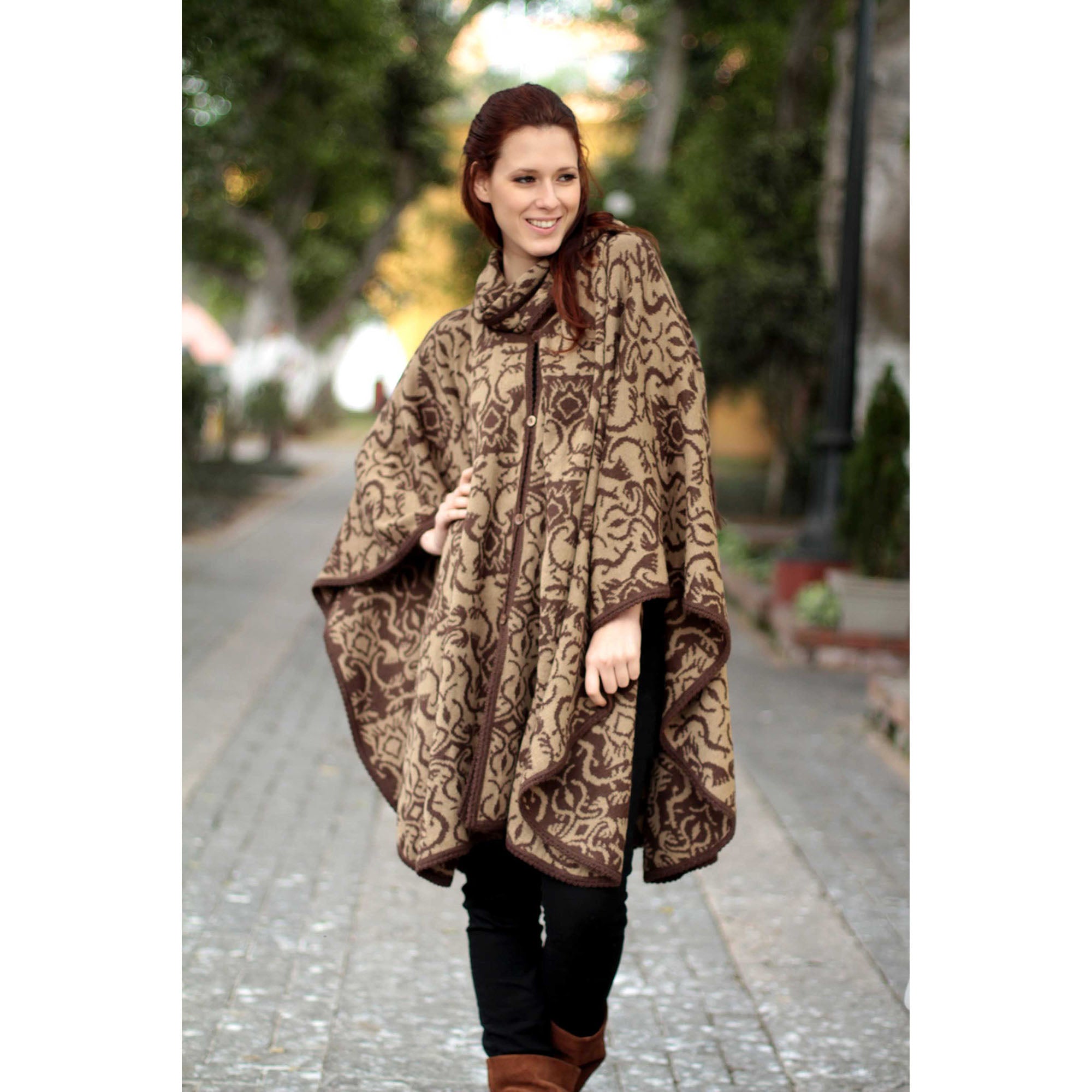 Premium Nazca Flora Alpaca Blend Ruana Poncho - Ultimate Style & Warmth