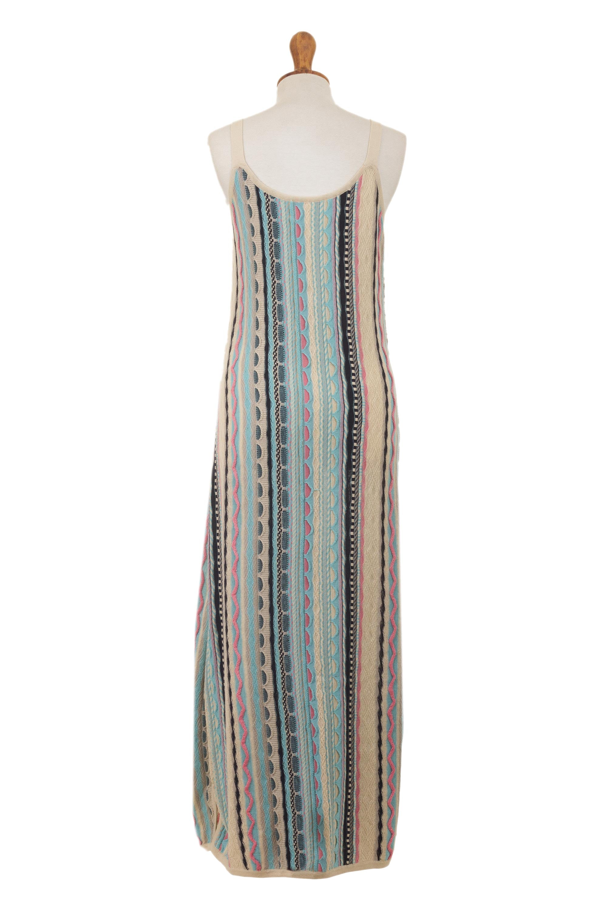 Ultimate Bohemian Princess Cotton Maxi Dress - Ivory & Pastel Stripes