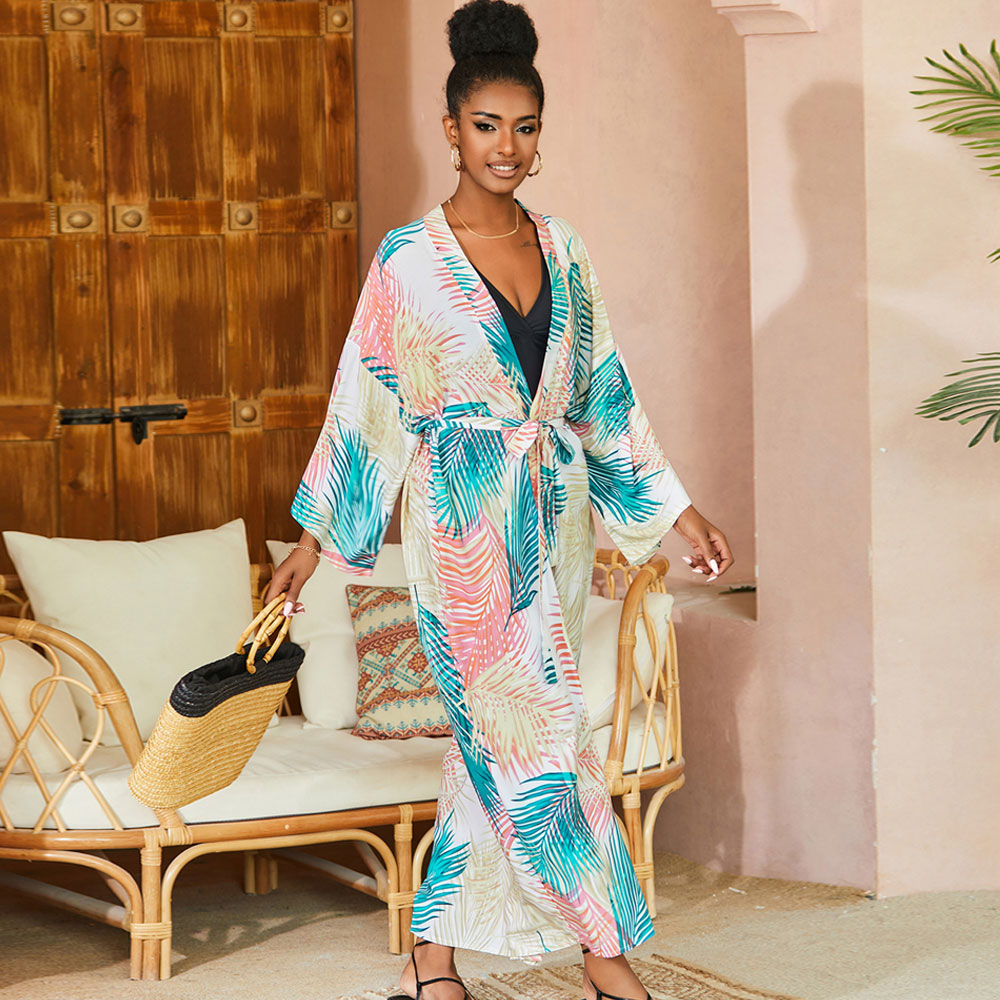 Premium Boho Printed Beach Cover-Up with Belted Waist