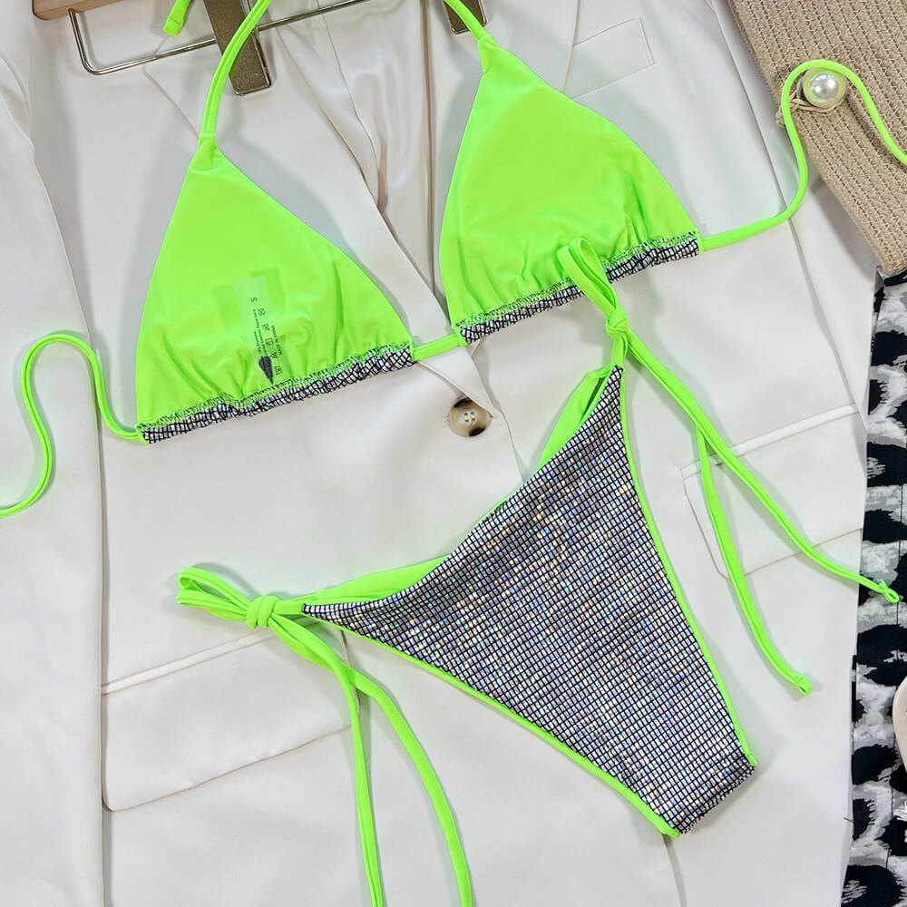 Ultimate Metallic Neon String Bikini Set - Premium Brazilian Two-Piece Swimsuit