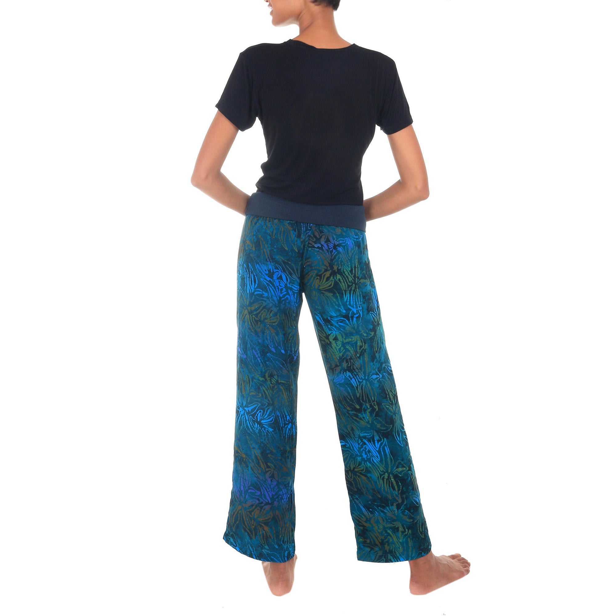 Premium Kenanga Batik Pants - Handcrafted Blue & Green Design