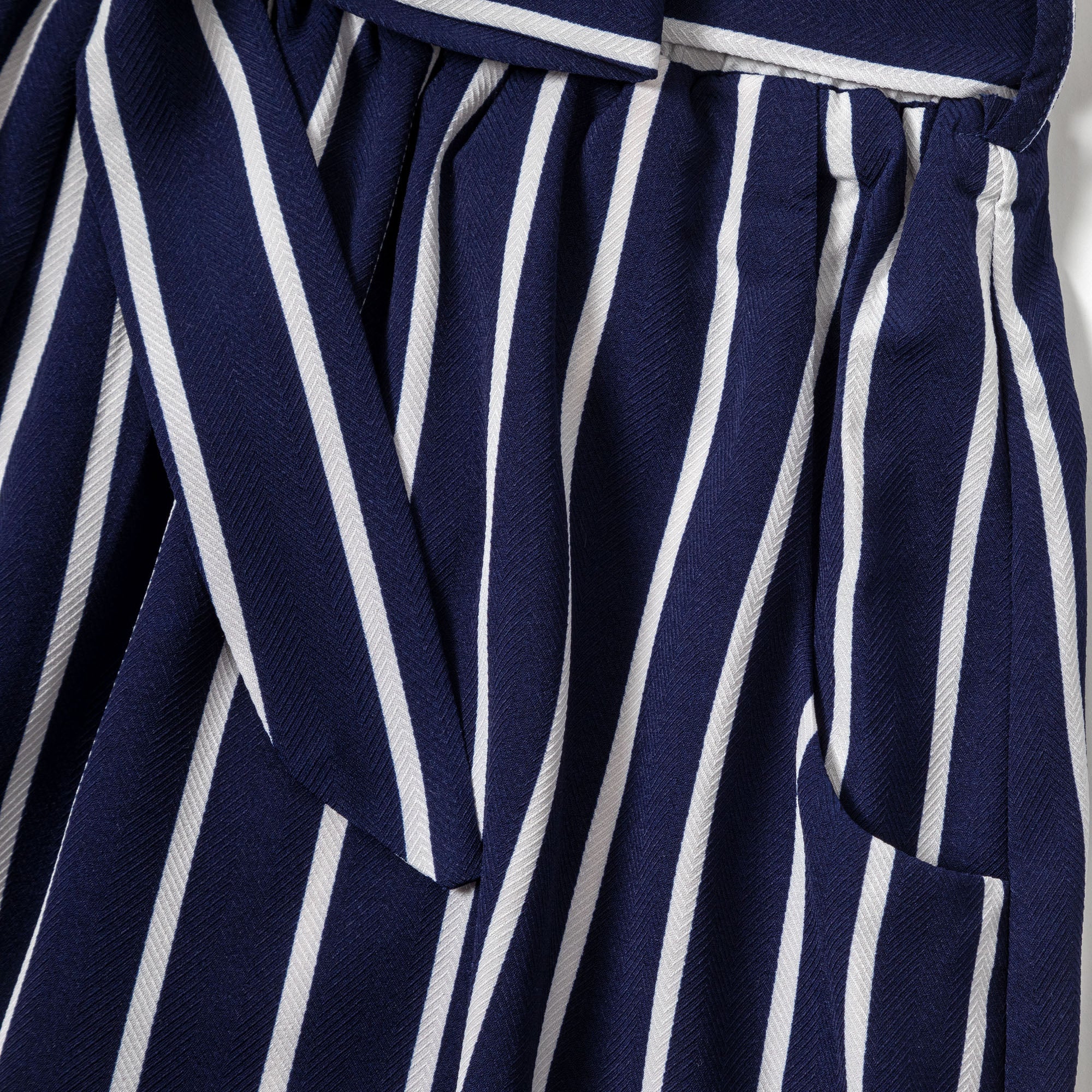 Premium High-Rise Striped Shorts - Navy Blue