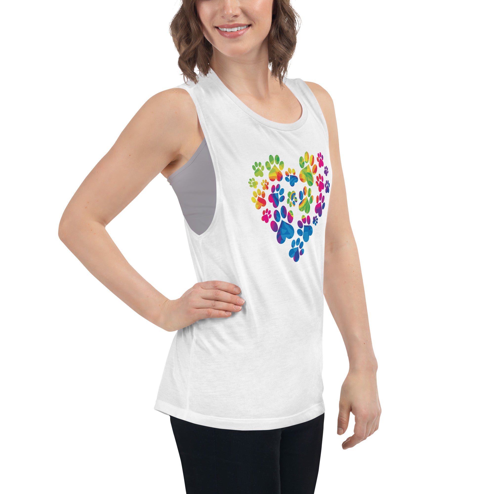 Premium Anniversary Paw Print Love Women's Athletic Tank