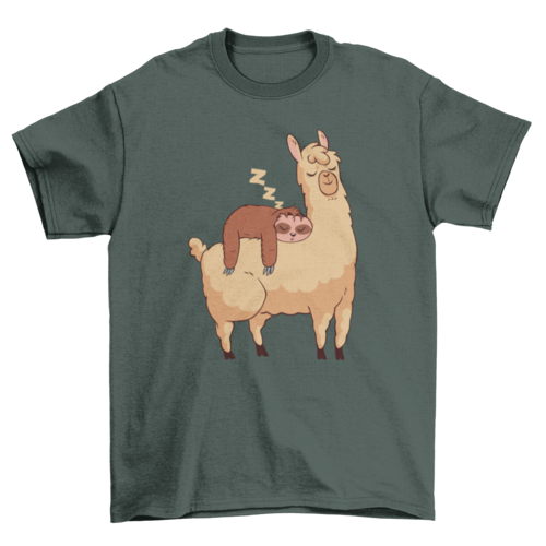 Premium Sleeping Sloth Riding Llama Graphic Tee - Ultimate Comfort & Style