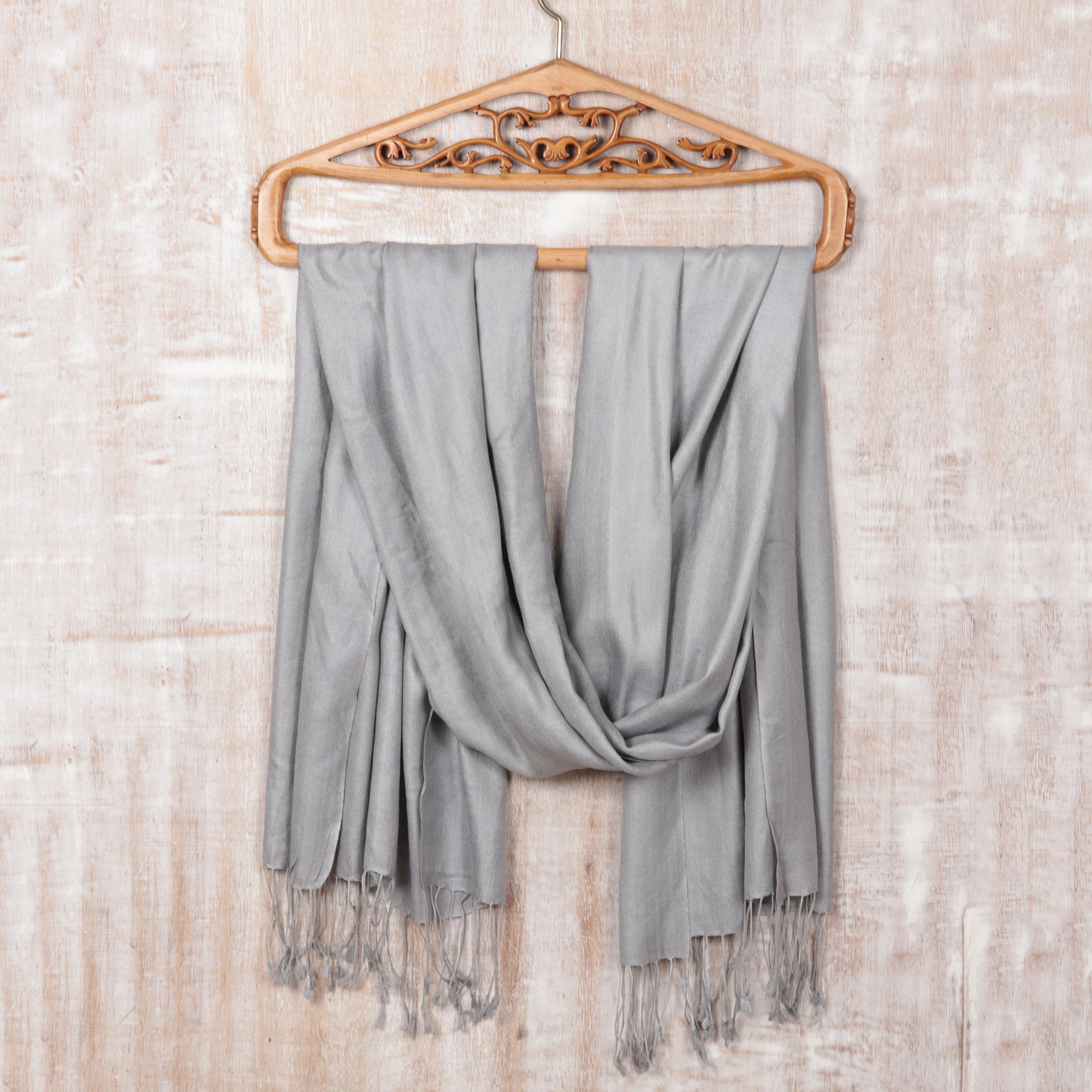 Premium Silver Nights Pure Silk Shawl - Ultimate Elegance in Silver Grey