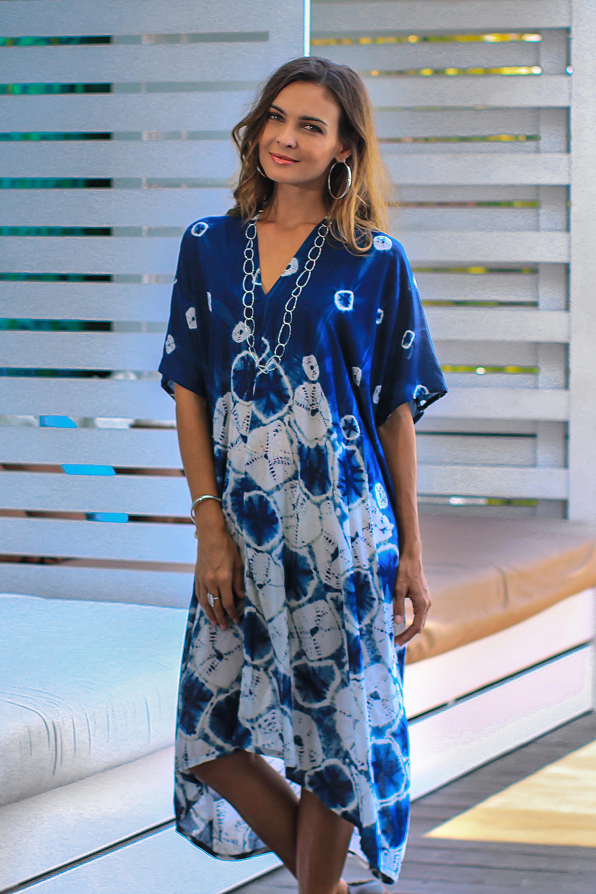 Premium Segara Rayon Caftan: Ocean-Inspired Tie-Dye Elegance